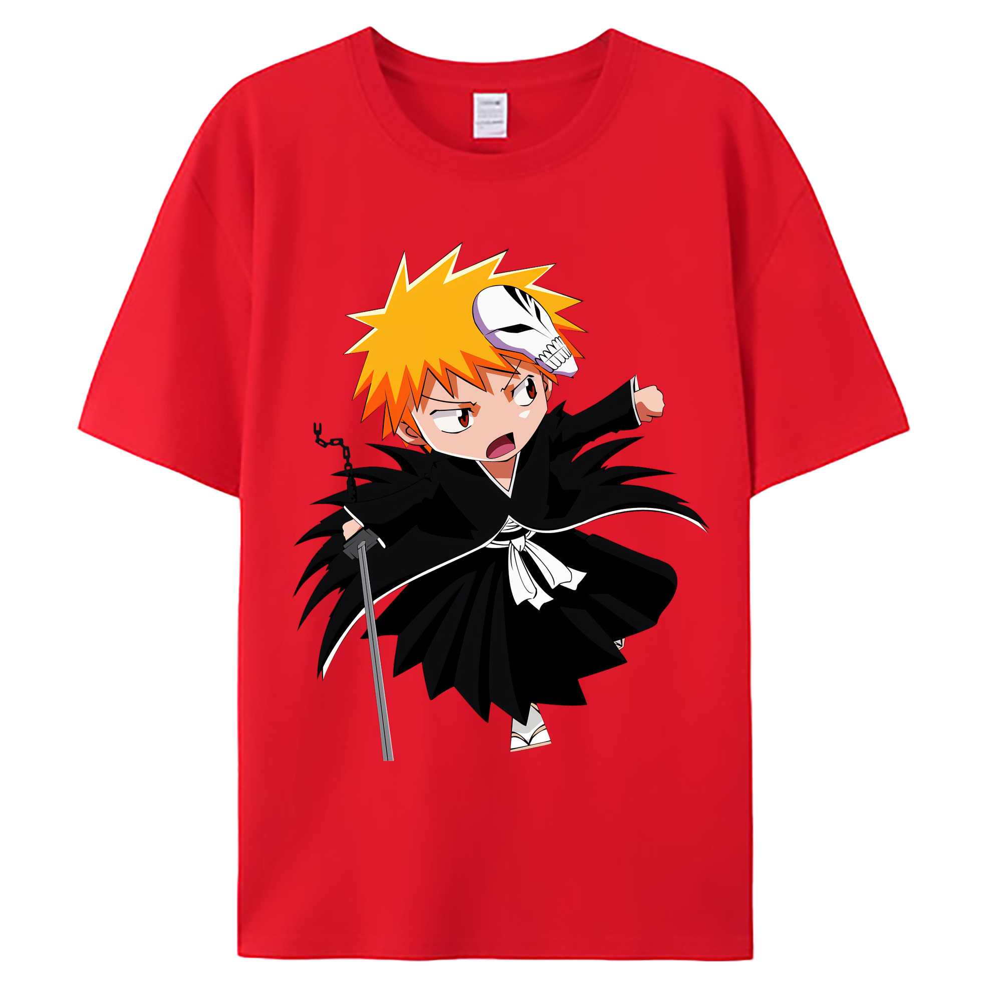 （画像用） ブリーチ 黒崎一護（くろさき いちご）BLEACH Kurosaki Ichigo 綿100％ メンズ半袖Tシャツ｜肌触りやわらか＆通気性