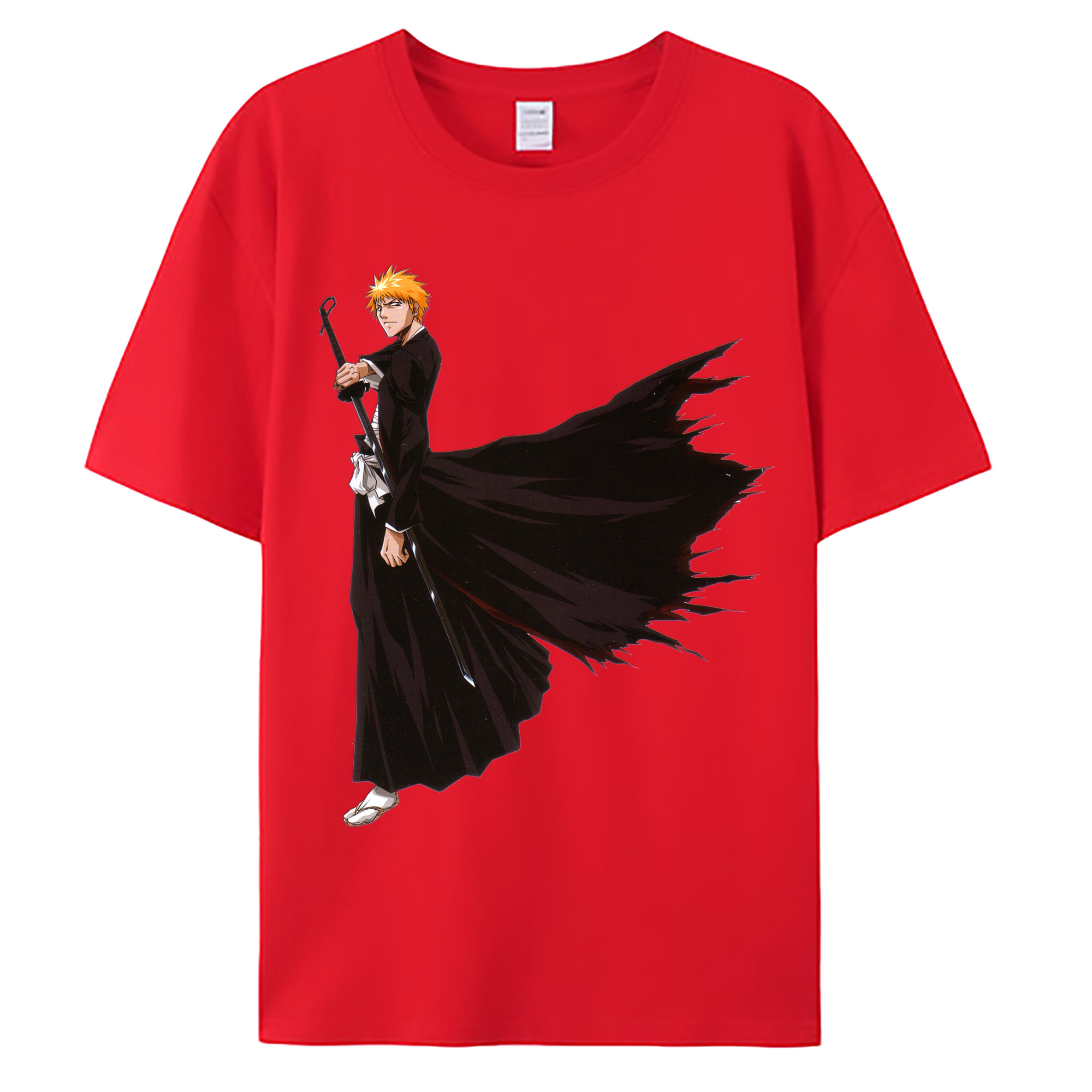 （画像用） ブリーチ 黒崎一護（くろさき いちご）BLEACH Kurosaki Ichigo 綿100％ メンズ半袖Tシャツ｜肌触りやわらか＆通気性