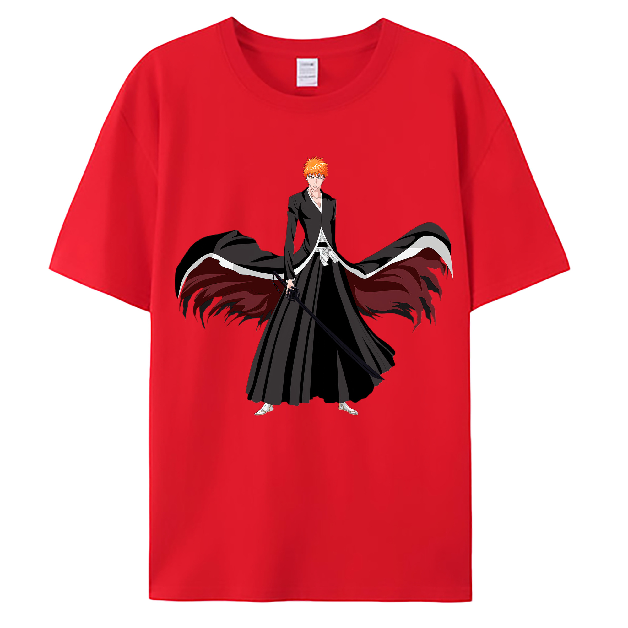 （画像用） ブリーチ 黒崎一護（くろさき いちご）BLEACH Kurosaki Ichigo 綿100％ メンズ半袖Tシャツ｜肌触りやわらか＆通気性