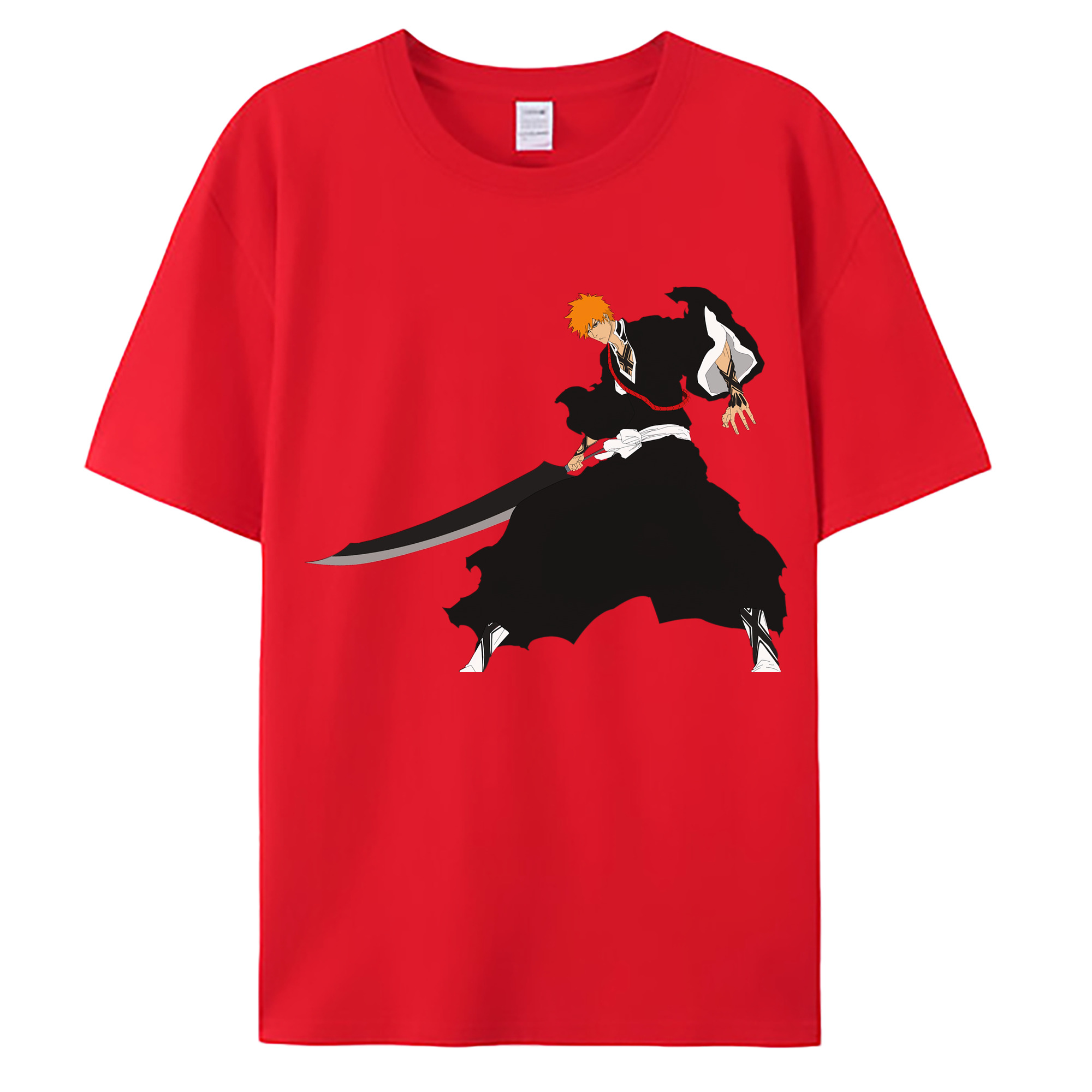 （画像用） ブリーチ 黒崎一護（くろさき いちご）BLEACH Kurosaki Ichigo 綿100％ メンズ半袖Tシャツ｜肌触りやわらか＆通気性