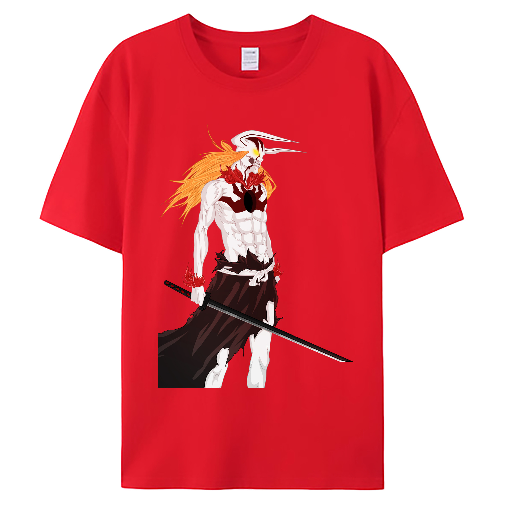 （画像用） ブリーチ 黒崎一護（くろさき いちご）BLEACH Kurosaki Ichigo 綿100％ メンズ半袖Tシャツ｜肌触りやわらか＆通気性