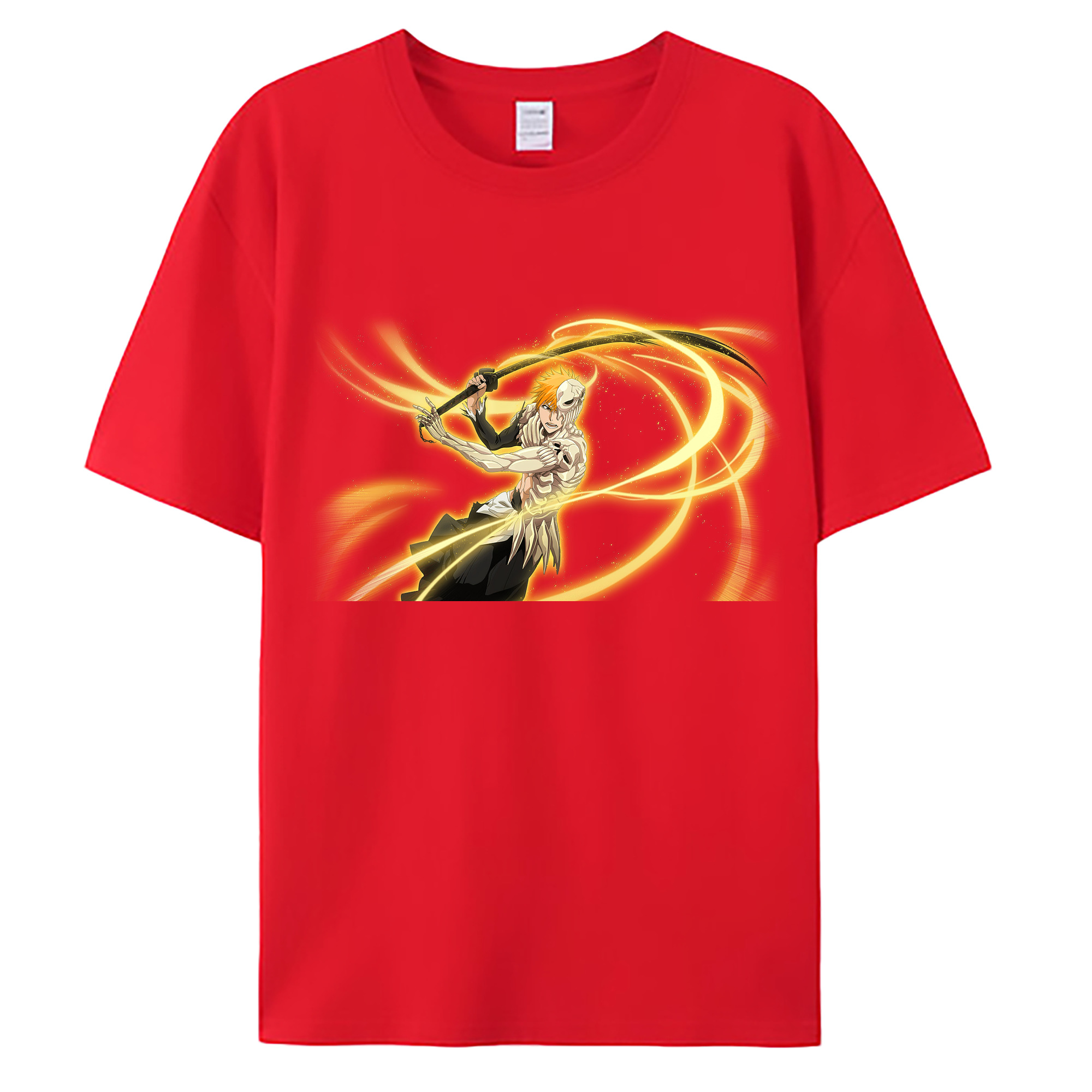 （画像用） ブリーチ 黒崎一護（くろさき いちご）BLEACH Kurosaki Ichigo 綿100％ メンズ半袖Tシャツ｜肌触りやわらか＆通気性