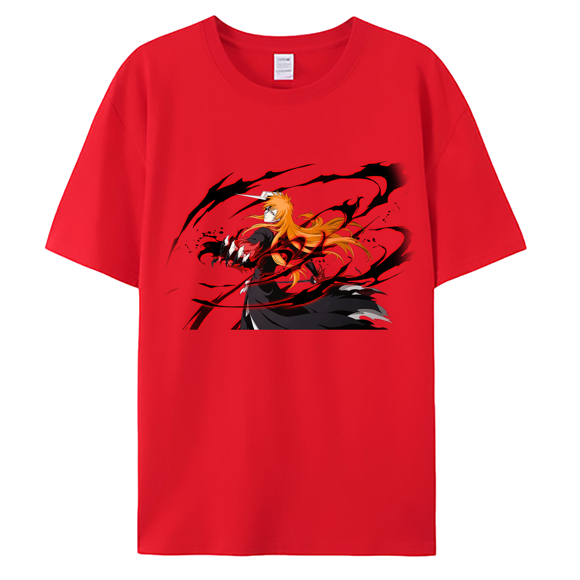 （画像用） ブリーチ 黒崎一護（くろさき いちご）BLEACH Kurosaki Ichigo 綿100％ メンズ半袖Tシャツ｜肌触りやわらか＆通気性