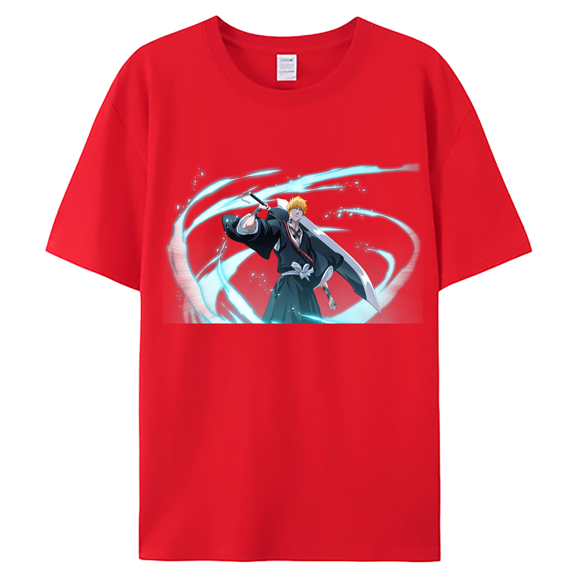 （画像用） ブリーチ 黒崎一護（くろさき いちご）BLEACH Kurosaki Ichigo 綿100％ メンズ半袖Tシャツ｜肌触りやわらか＆通気性