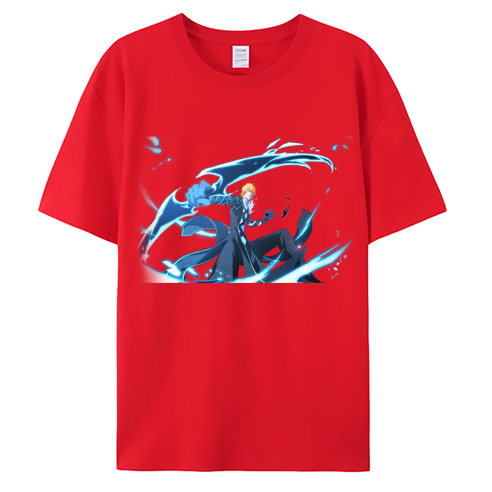 （画像用） ブリーチ 黒崎一護（くろさき いちご）BLEACH Kurosaki Ichigo 綿100％ メンズ半袖Tシャツ｜肌触りやわらか＆通気性