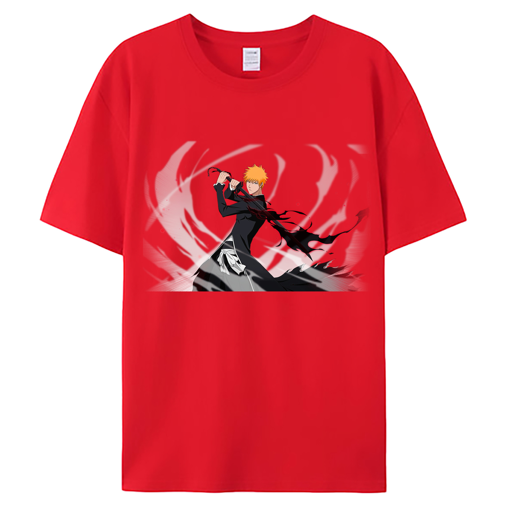 （画像用） ブリーチ 黒崎一護（くろさき いちご）BLEACH Kurosaki Ichigo 綿100％ メンズ半袖Tシャツ｜肌触りやわらか＆通気性