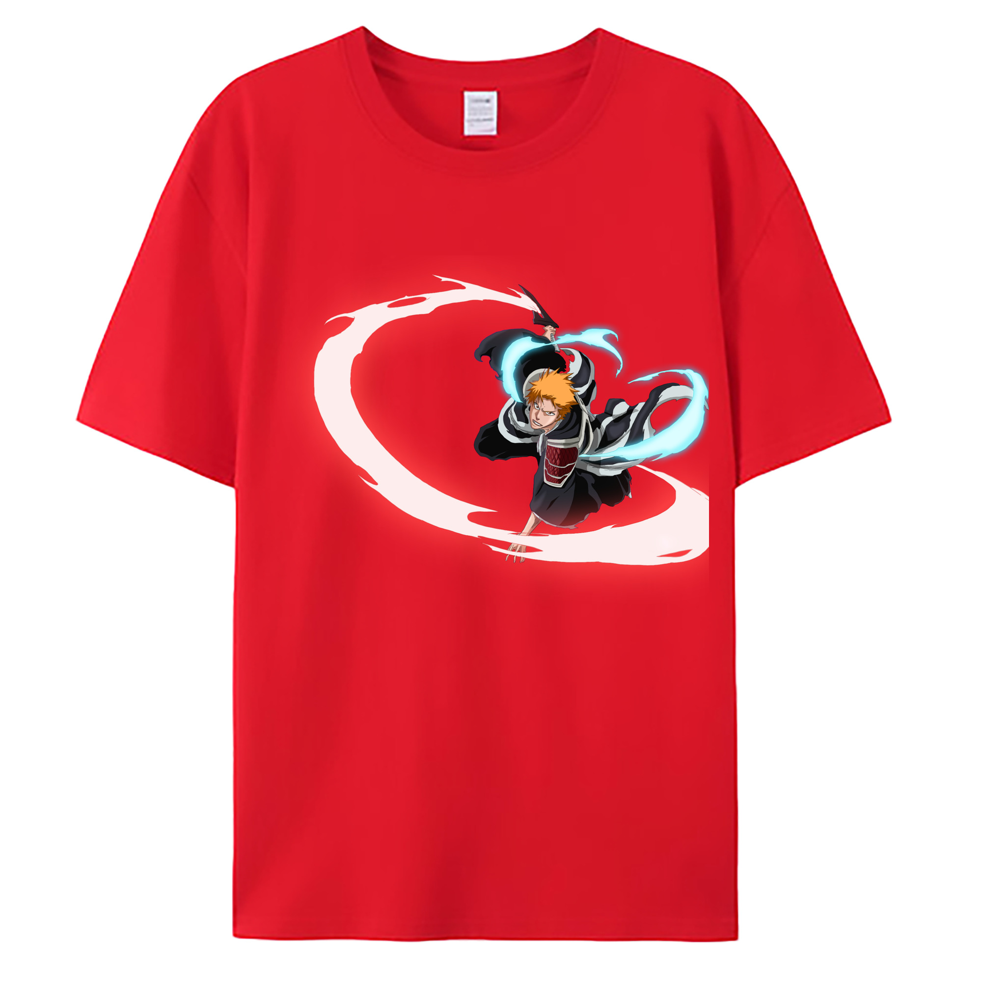 （画像用） ブリーチ 黒崎一護（くろさき いちご）BLEACH Kurosaki Ichigo 綿100％ メンズ半袖Tシャツ｜肌触りやわらか＆通気性