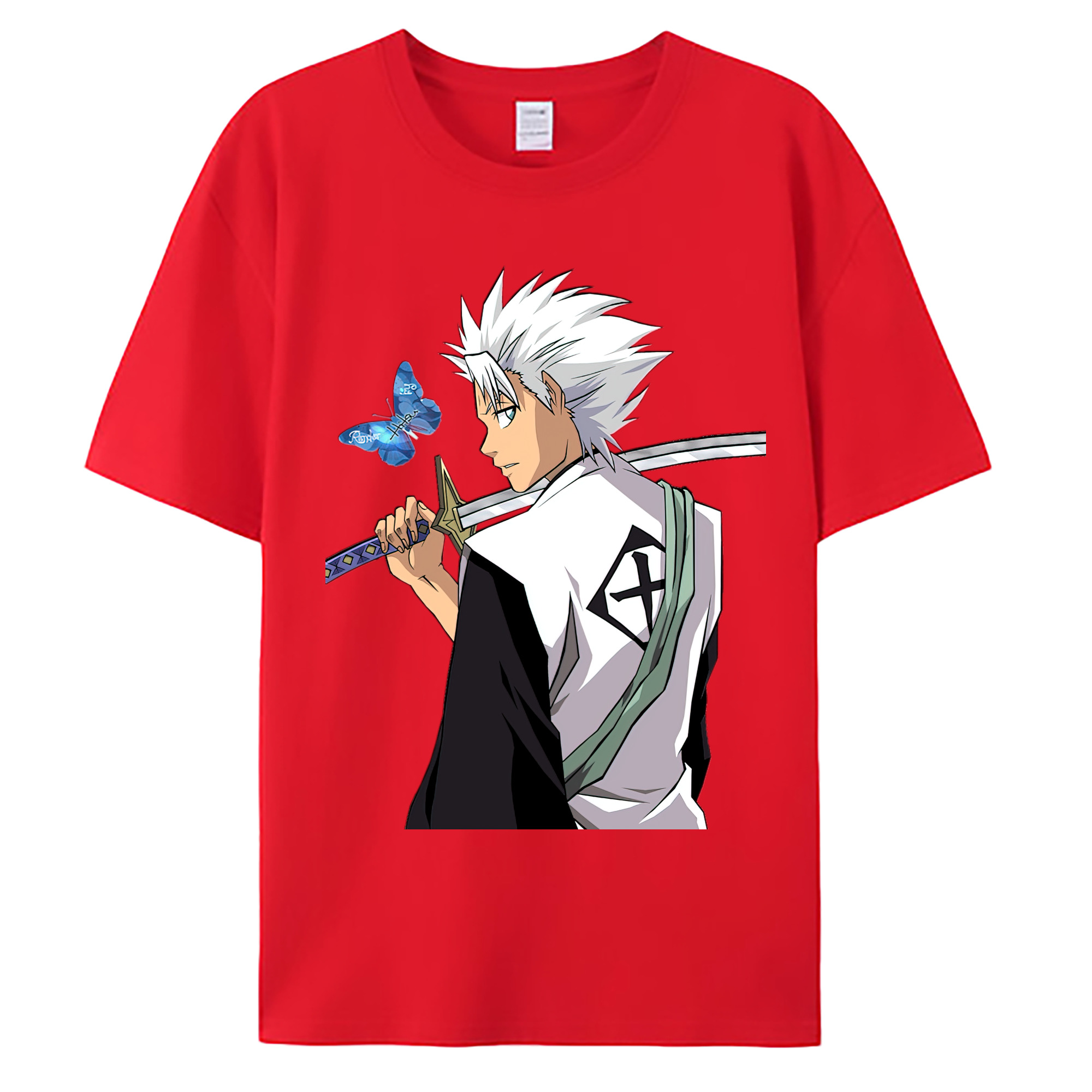 （画像用） ブリーチ 日番谷冬獅郎（ひつがや とうしろう） BLEACH Hitsugaya Toushirou 綿100％ メンズ半袖Tシャツ｜肌触りやわらか＆通気性