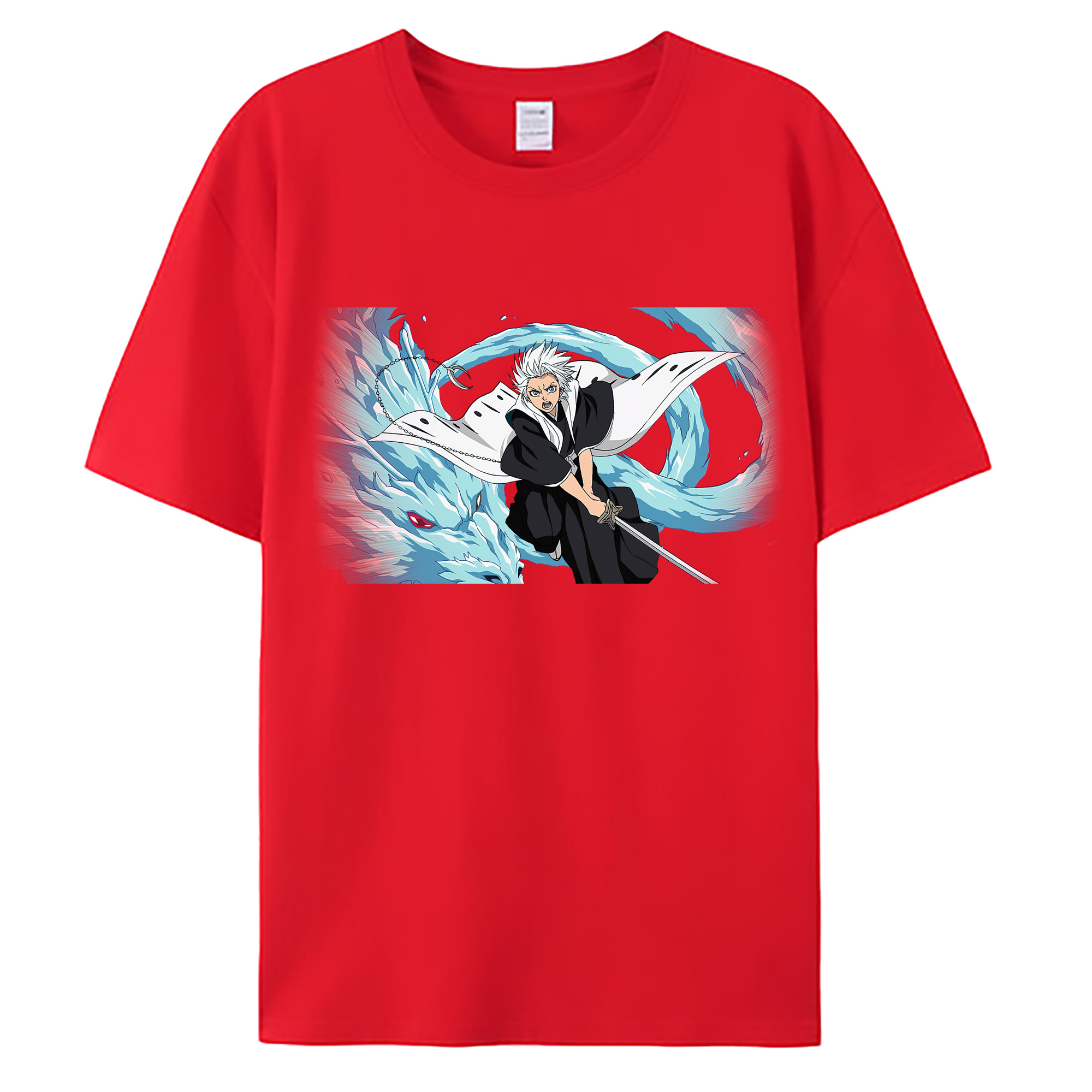 （画像用） ブリーチ 日番谷冬獅郎（ひつがや とうしろう） BLEACH Hitsugaya Toushirou 綿100％ メンズ半袖Tシャツ｜肌触りやわらか＆通気性