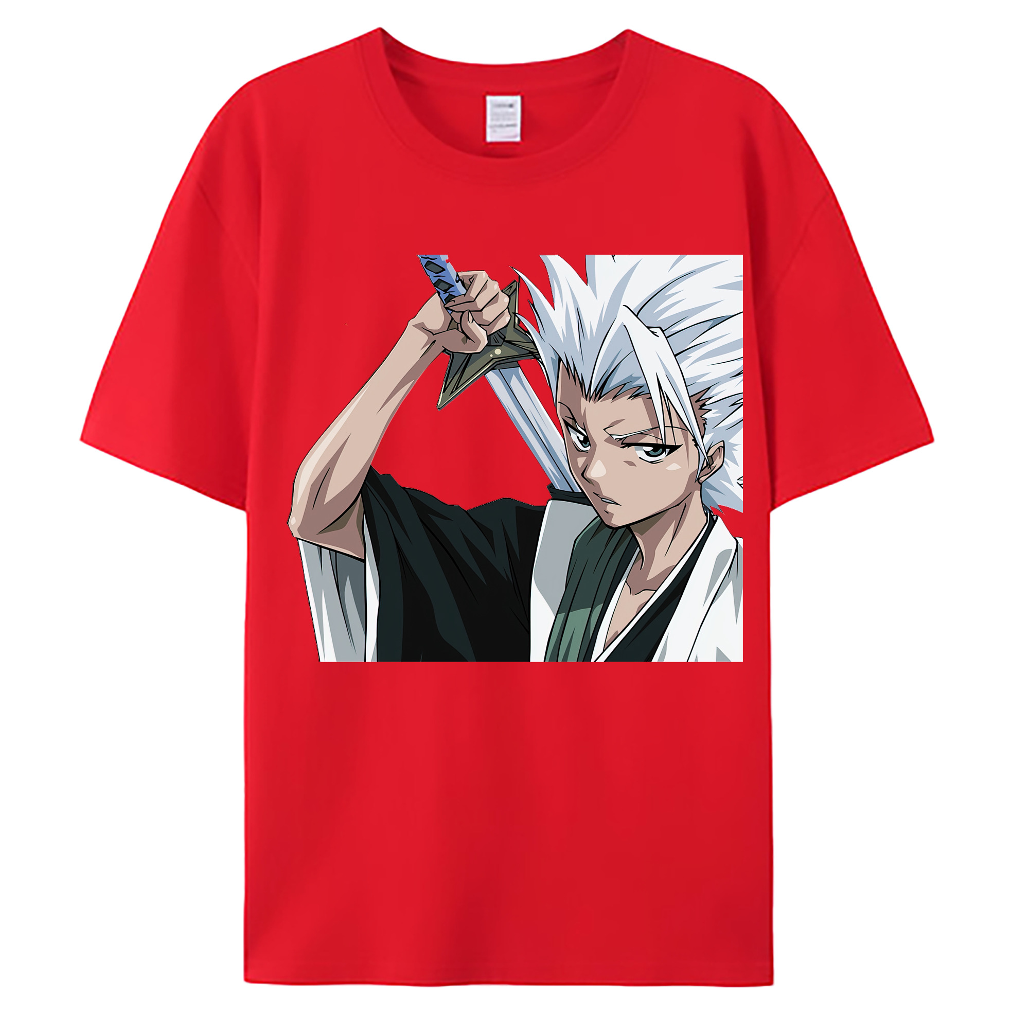 （画像用） ブリーチ 日番谷冬獅郎（ひつがや とうしろう） BLEACH Hitsugaya Toushirou 綿100％ メンズ半袖Tシャツ｜肌触りやわらか＆通気性