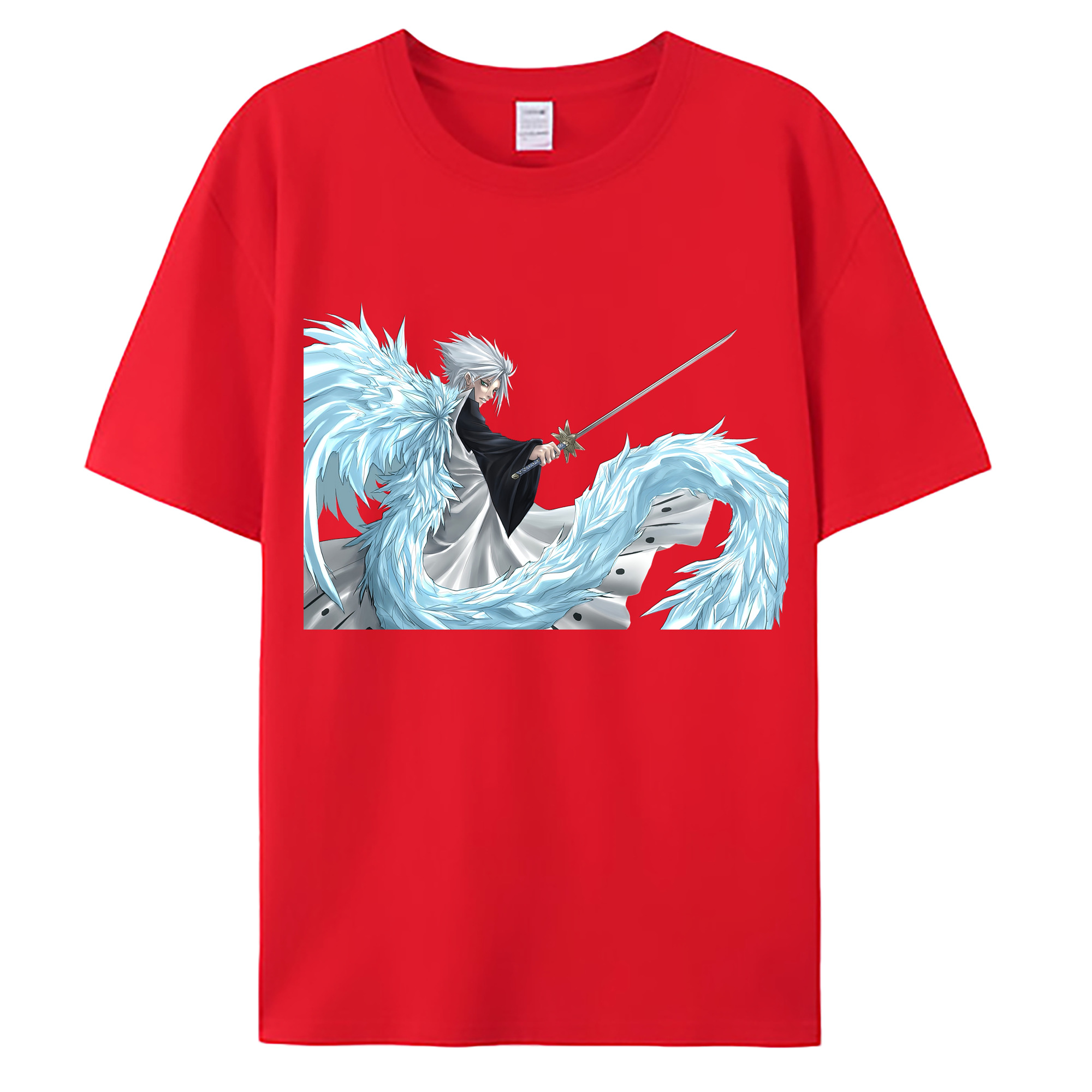 （画像用） ブリーチ 日番谷冬獅郎（ひつがや とうしろう） BLEACH Hitsugaya Toushirou 綿100％ メンズ半袖Tシャツ｜肌触りやわらか＆通気性