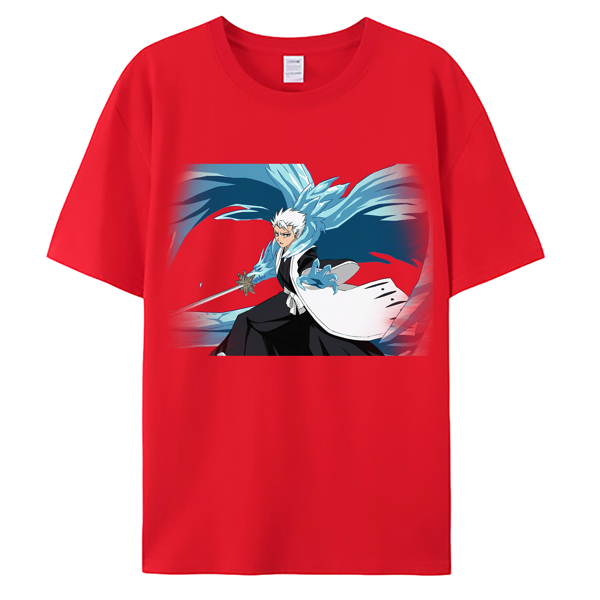（画像用） ブリーチ 日番谷冬獅郎（ひつがや とうしろう） BLEACH Hitsugaya Toushirou 綿100％ メンズ半袖Tシャツ｜肌触りやわらか＆通気性