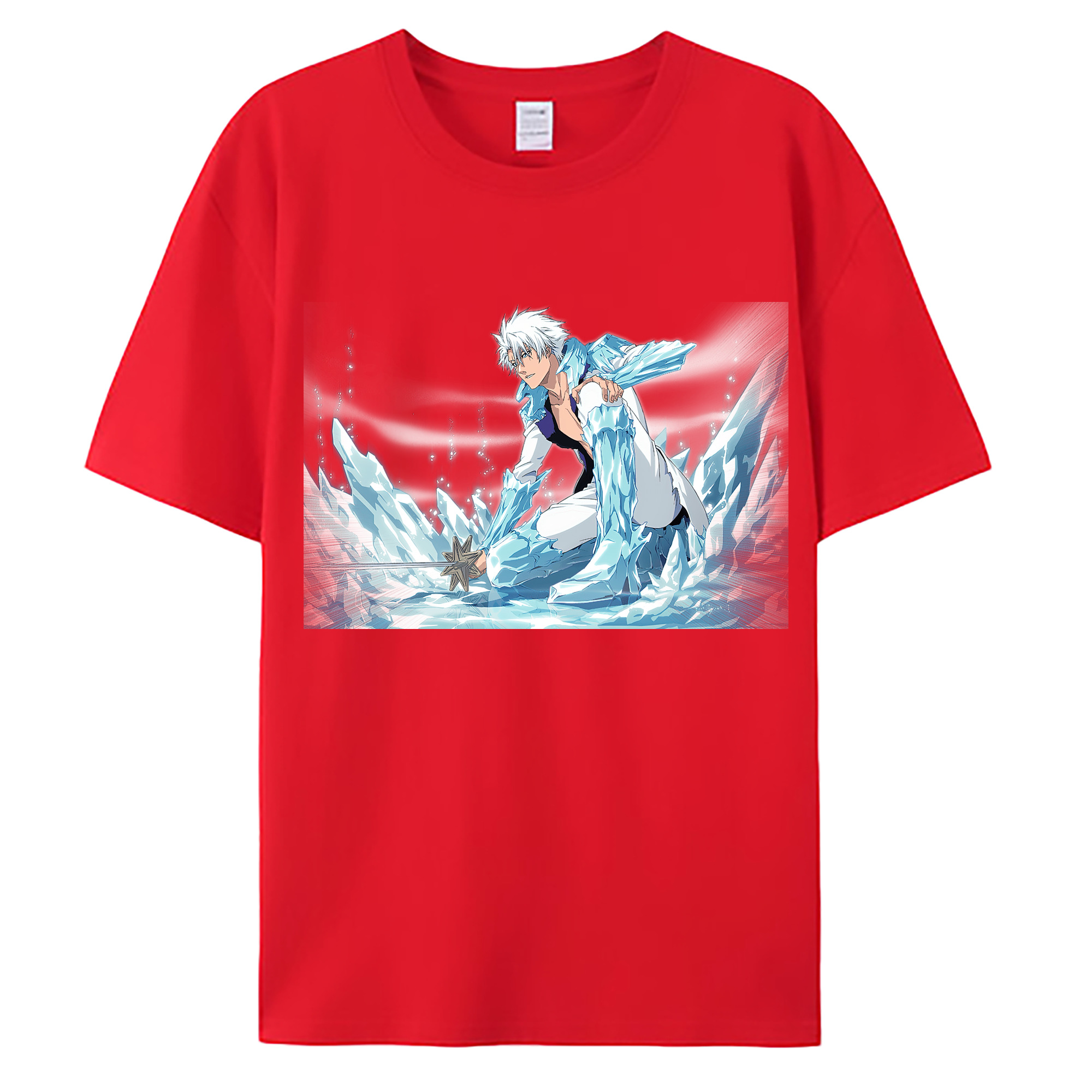 （画像用） ブリーチ 日番谷冬獅郎（ひつがや とうしろう） BLEACH Hitsugaya Toushirou 綿100％ メンズ半袖Tシャツ｜肌触りやわらか＆通気性
