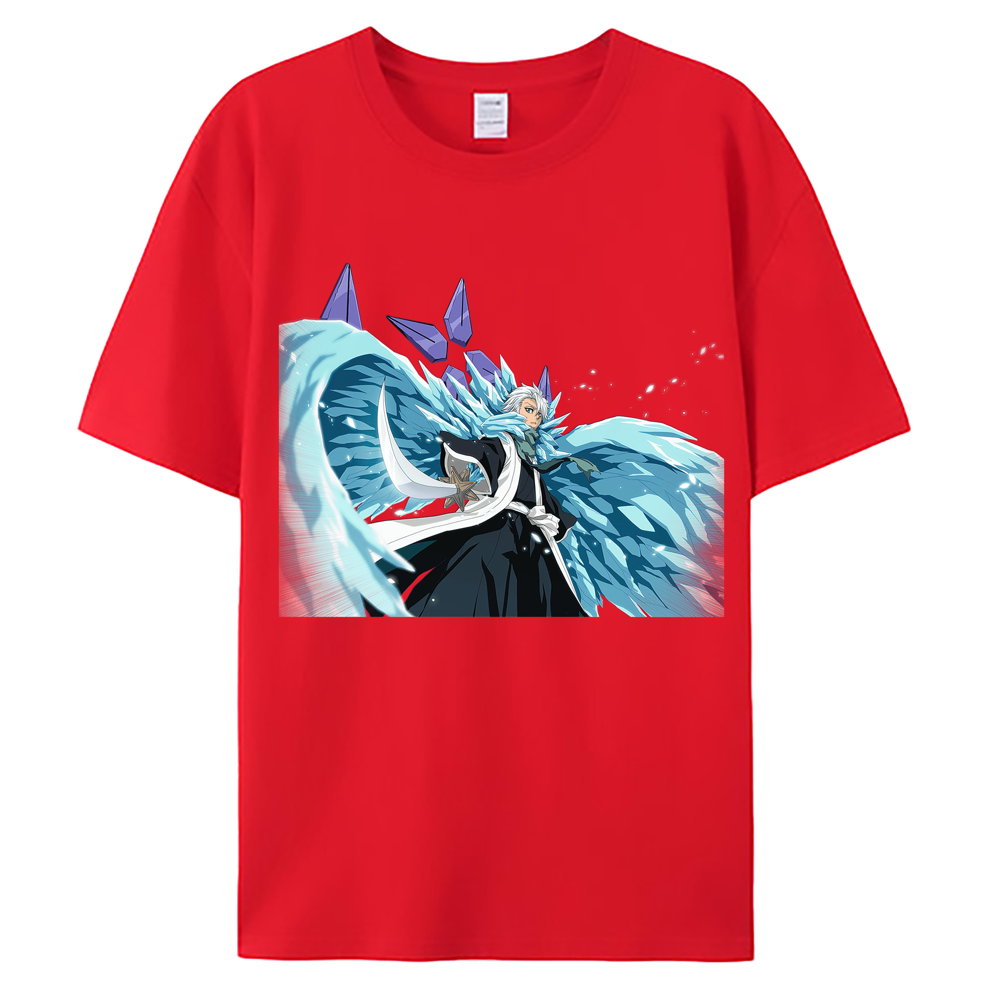 （画像用） ブリーチ 日番谷冬獅郎（ひつがや とうしろう） BLEACH Hitsugaya Toushirou 綿100％ メンズ半袖Tシャツ｜肌触りやわらか＆通気性
