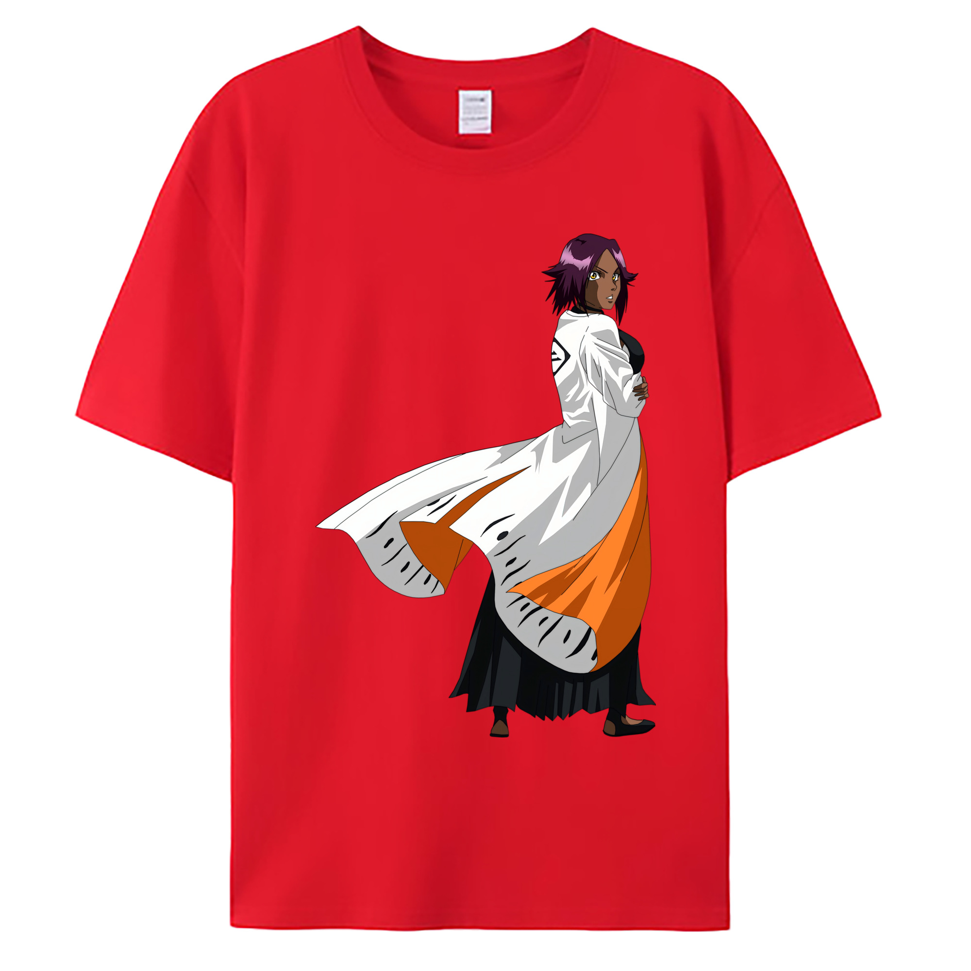 （画像用） ブリーチ 四楓院 夜一（しほういん よるいち） BLEACH Shihouin Yoruichi 綿100％ メンズ半袖Tシャツ｜肌触りやわらか＆通気性