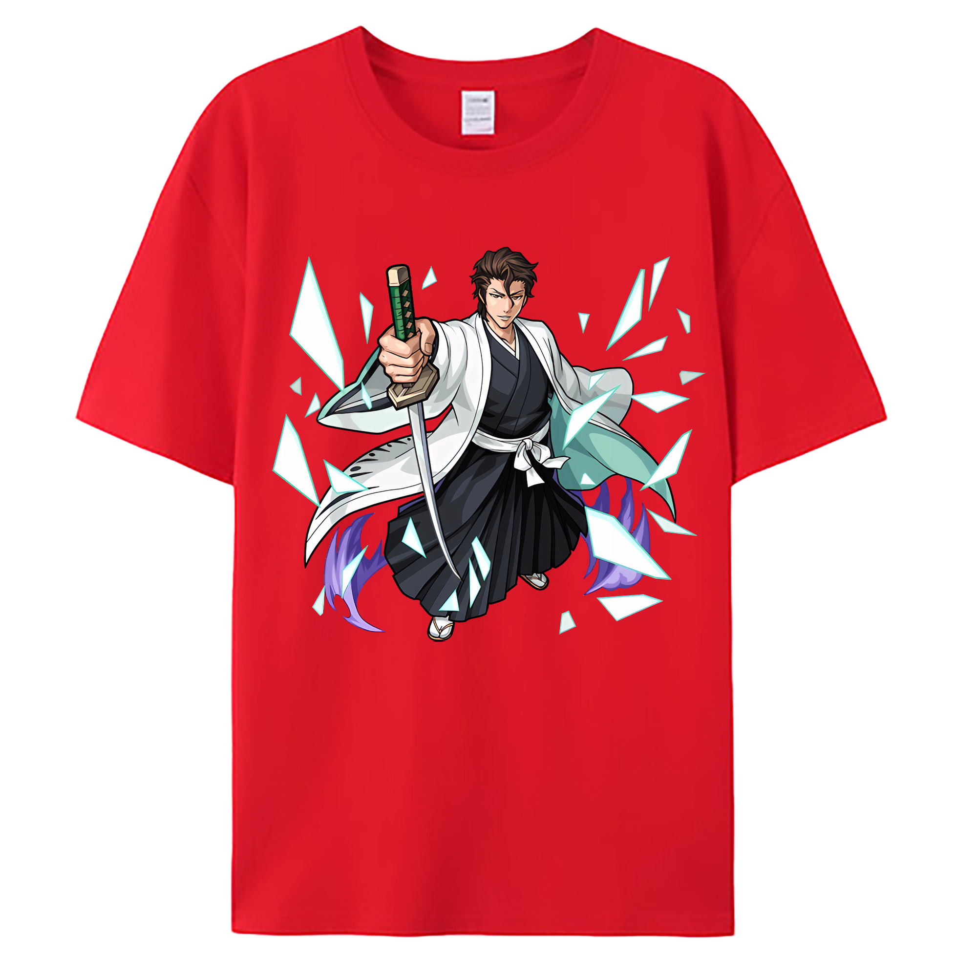（画像用） ブリーチ 藍染 惣右介（あいぜん そうすけ） BLEACH Aizen Sousuke 綿100％ メンズ半袖Tシャツ｜肌触りやわらか＆通気性