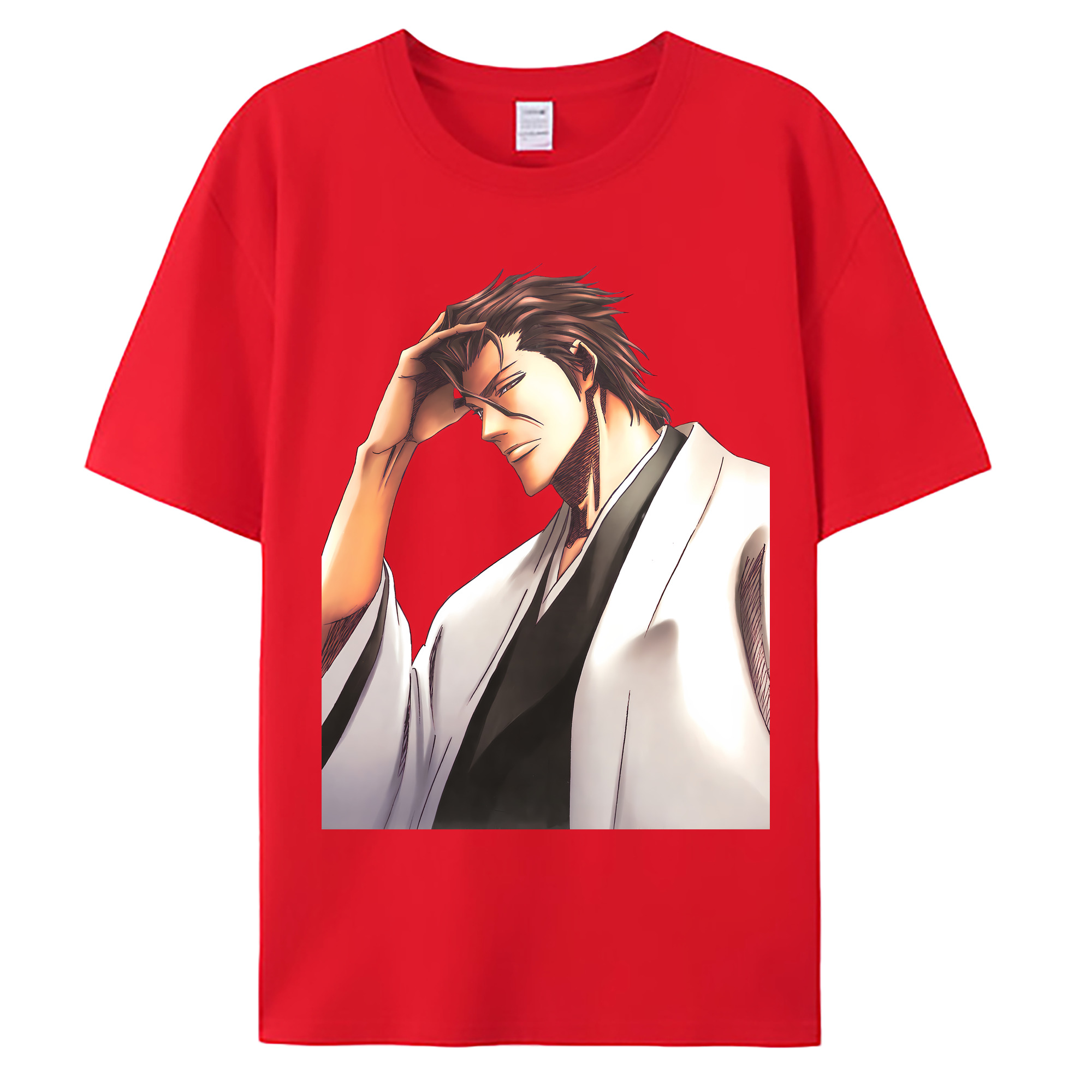 （画像用） ブリーチ 藍染 惣右介（あいぜん そうすけ） BLEACH Aizen Sousuke 綿100％ メンズ半袖Tシャツ｜肌触りやわらか＆通気性