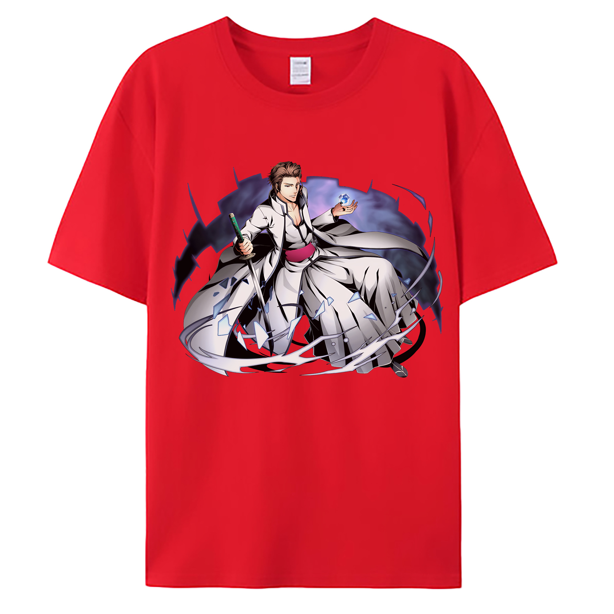（画像用） ブリーチ 藍染 惣右介（あいぜん そうすけ） BLEACH Aizen Sousuke 綿100％ メンズ半袖Tシャツ｜肌触りやわらか＆通気性