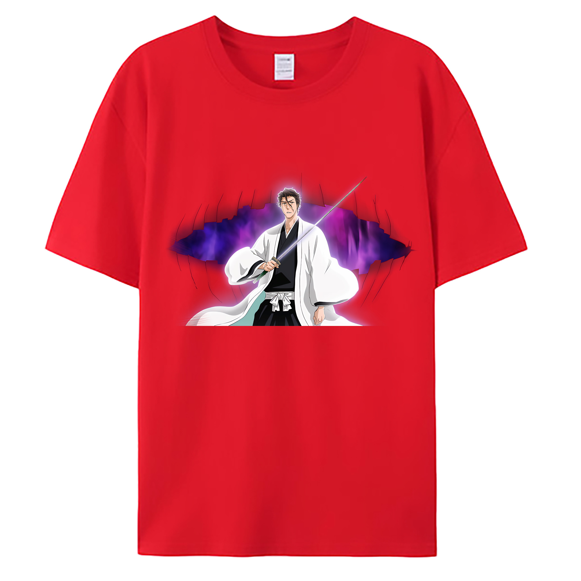 （画像用） ブリーチ 藍染 惣右介（あいぜん そうすけ） BLEACH Aizen Sousuke 綿100％ メンズ半袖Tシャツ｜肌触りやわらか＆通気性