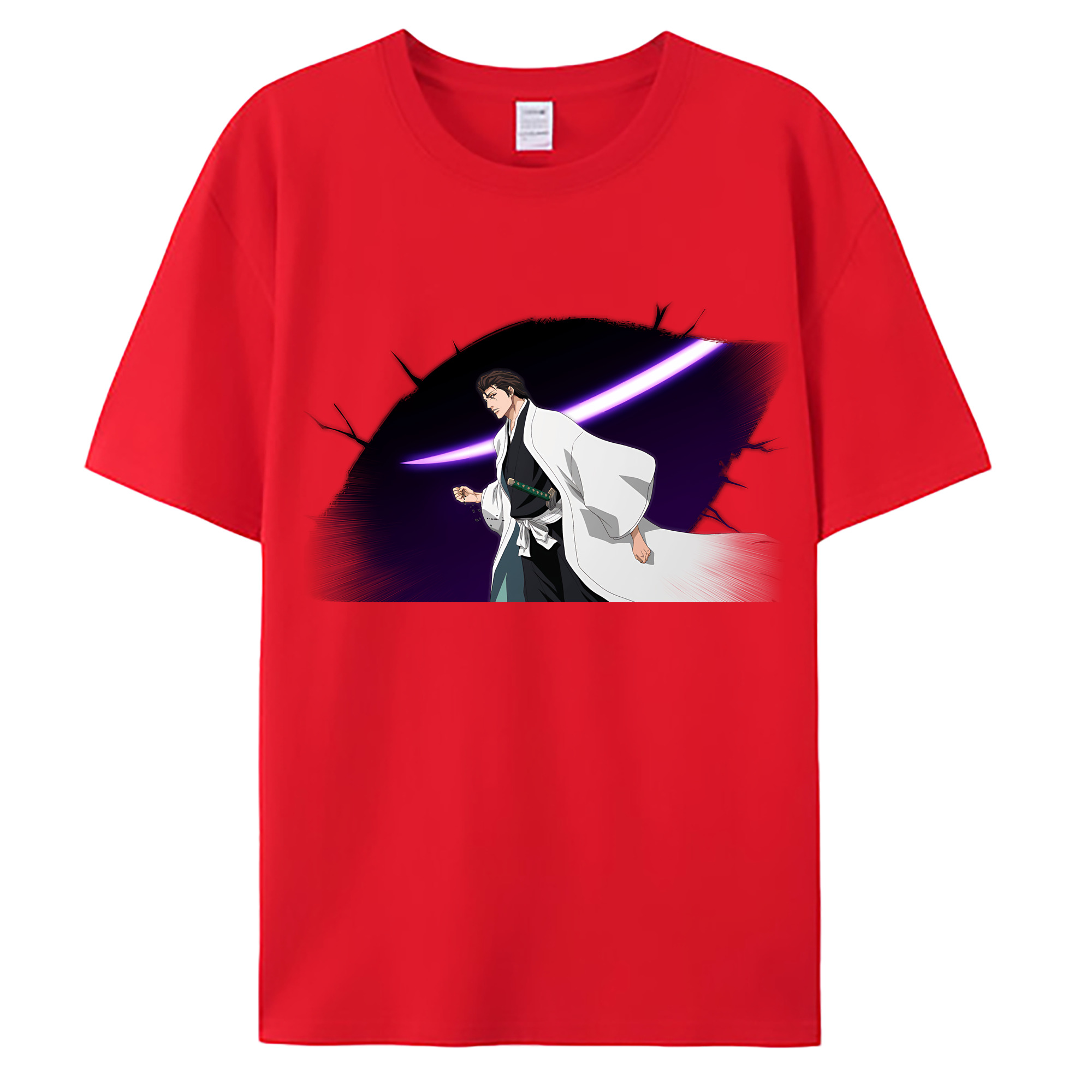 （画像用） ブリーチ 藍染 惣右介（あいぜん そうすけ） BLEACH Aizen Sousuke 綿100％ メンズ半袖Tシャツ｜肌触りやわらか＆通気性