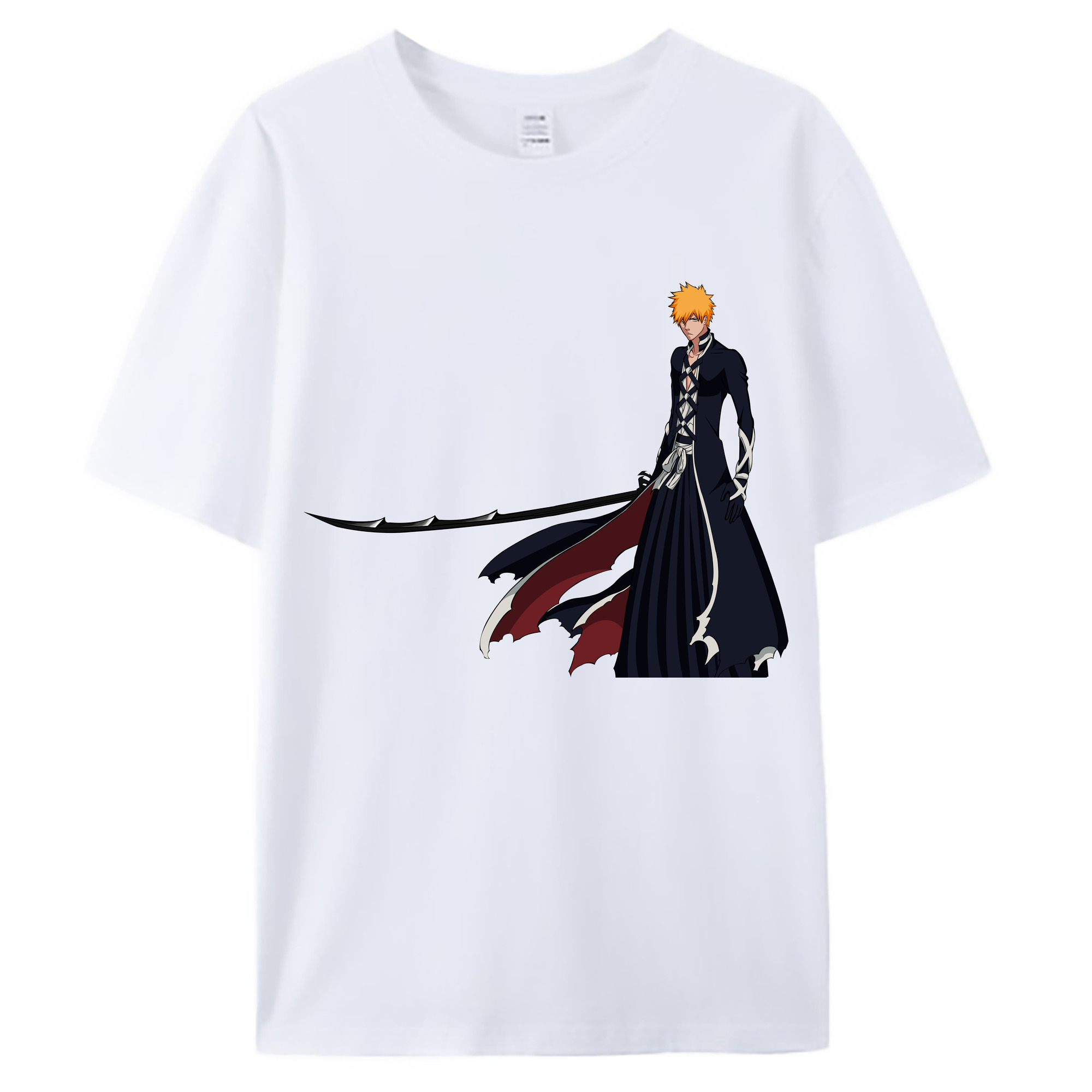（画像用） ブリーチ 黒崎一護（くろさき いちご）BLEACH Kurosaki Ichigo 綿100％ メンズ半袖Tシャツ｜肌触りやわらか＆通気性