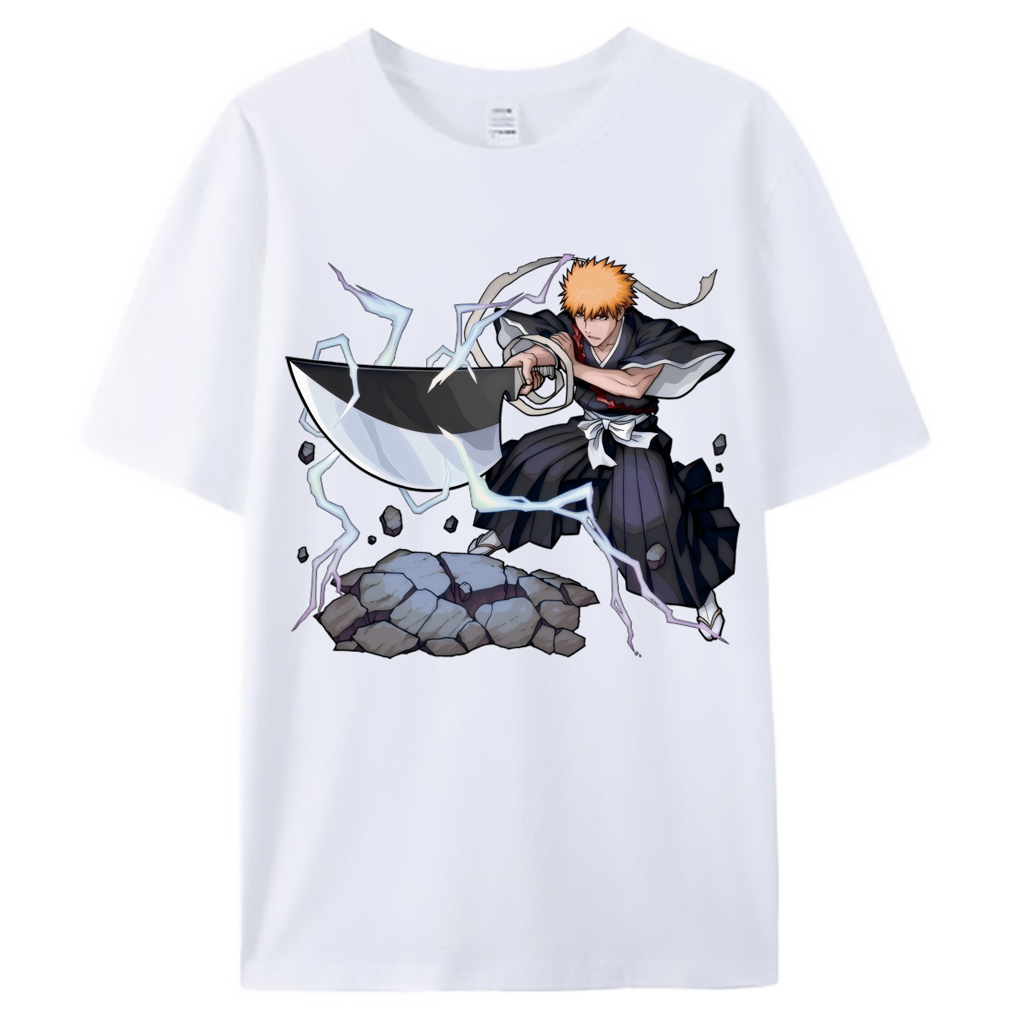 （画像用） ブリーチ 黒崎一護（くろさき いちご）BLEACH Kurosaki Ichigo 綿100％ メンズ半袖Tシャツ｜肌触りやわらか＆通気性