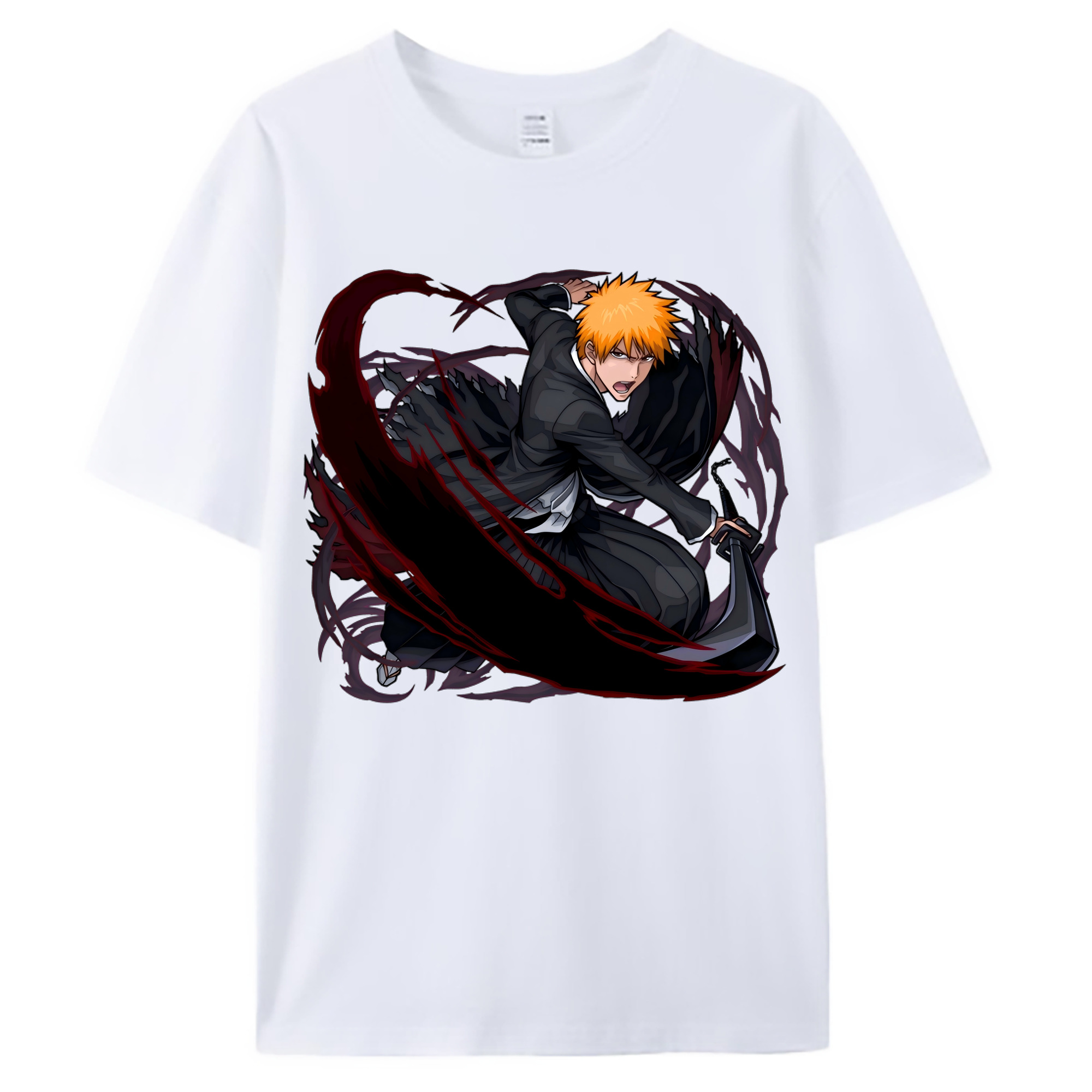（画像用） ブリーチ 黒崎一護（くろさき いちご）BLEACH Kurosaki Ichigo 綿100％ メンズ半袖Tシャツ｜肌触りやわらか＆通気性