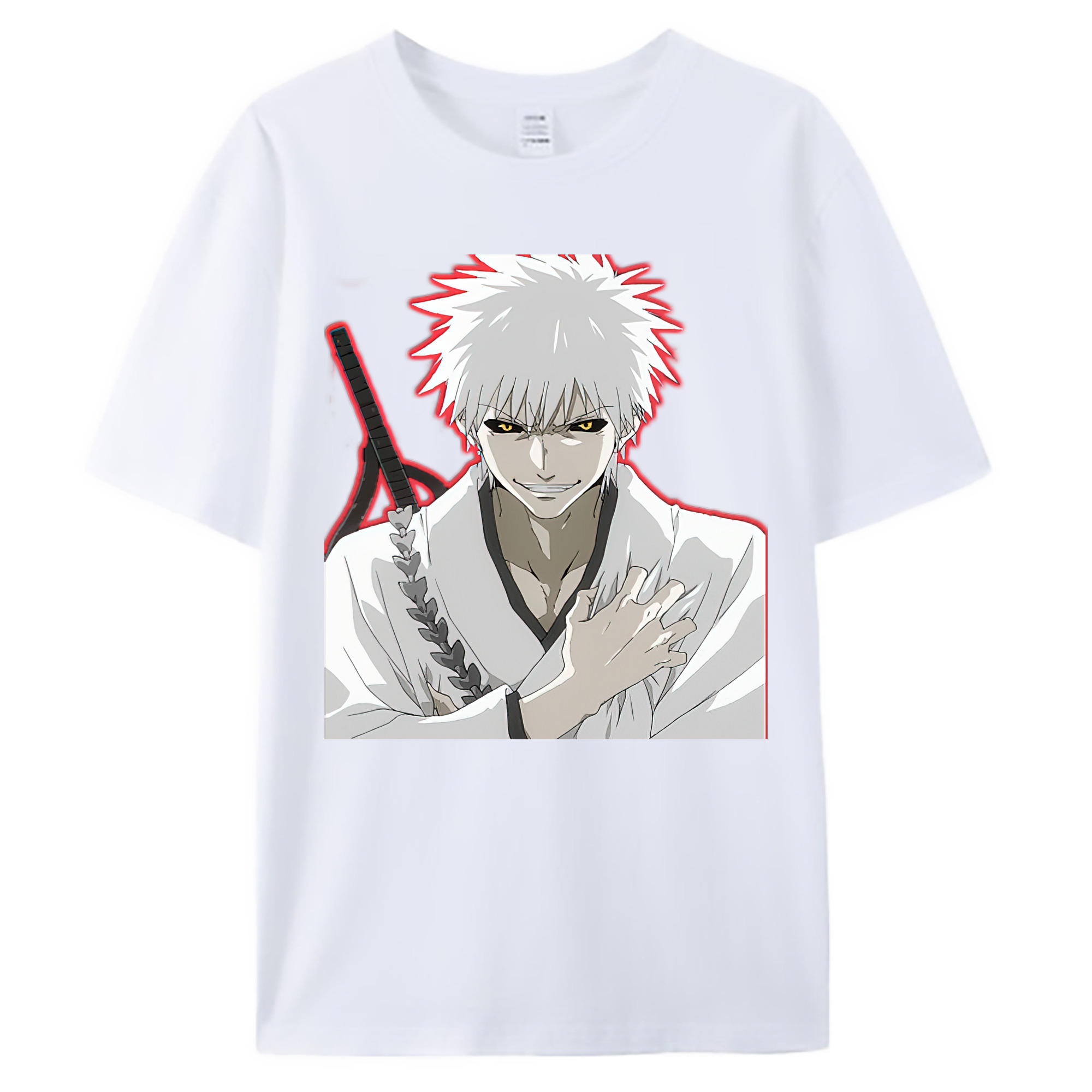 （画像用） ブリーチ 黒崎一護（くろさき いちご）BLEACH Kurosaki Ichigo 綿100％ メンズ半袖Tシャツ｜肌触りやわらか＆通気性