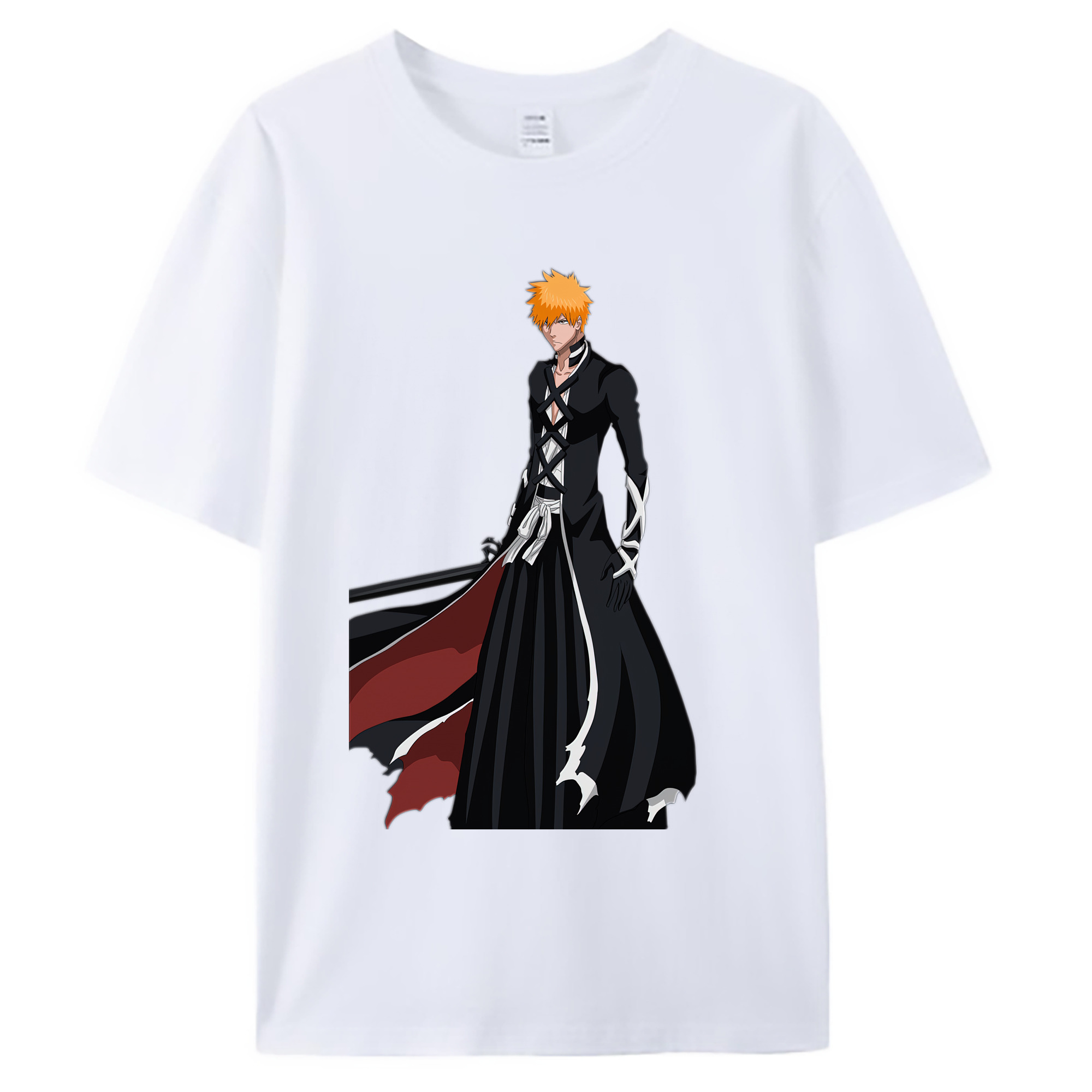 （画像用） ブリーチ 黒崎一護（くろさき いちご）BLEACH Kurosaki Ichigo 綿100％ メンズ半袖Tシャツ｜肌触りやわらか＆通気性
