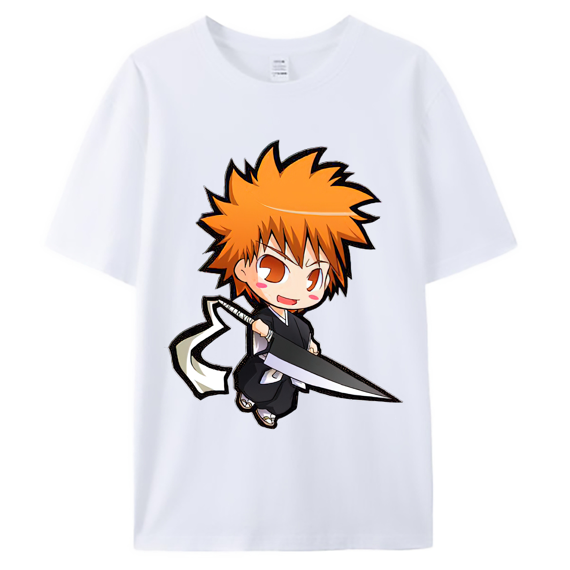 （画像用） ブリーチ 黒崎一護（くろさき いちご）BLEACH Kurosaki Ichigo 綿100％ メンズ半袖Tシャツ｜肌触りやわらか＆通気性
