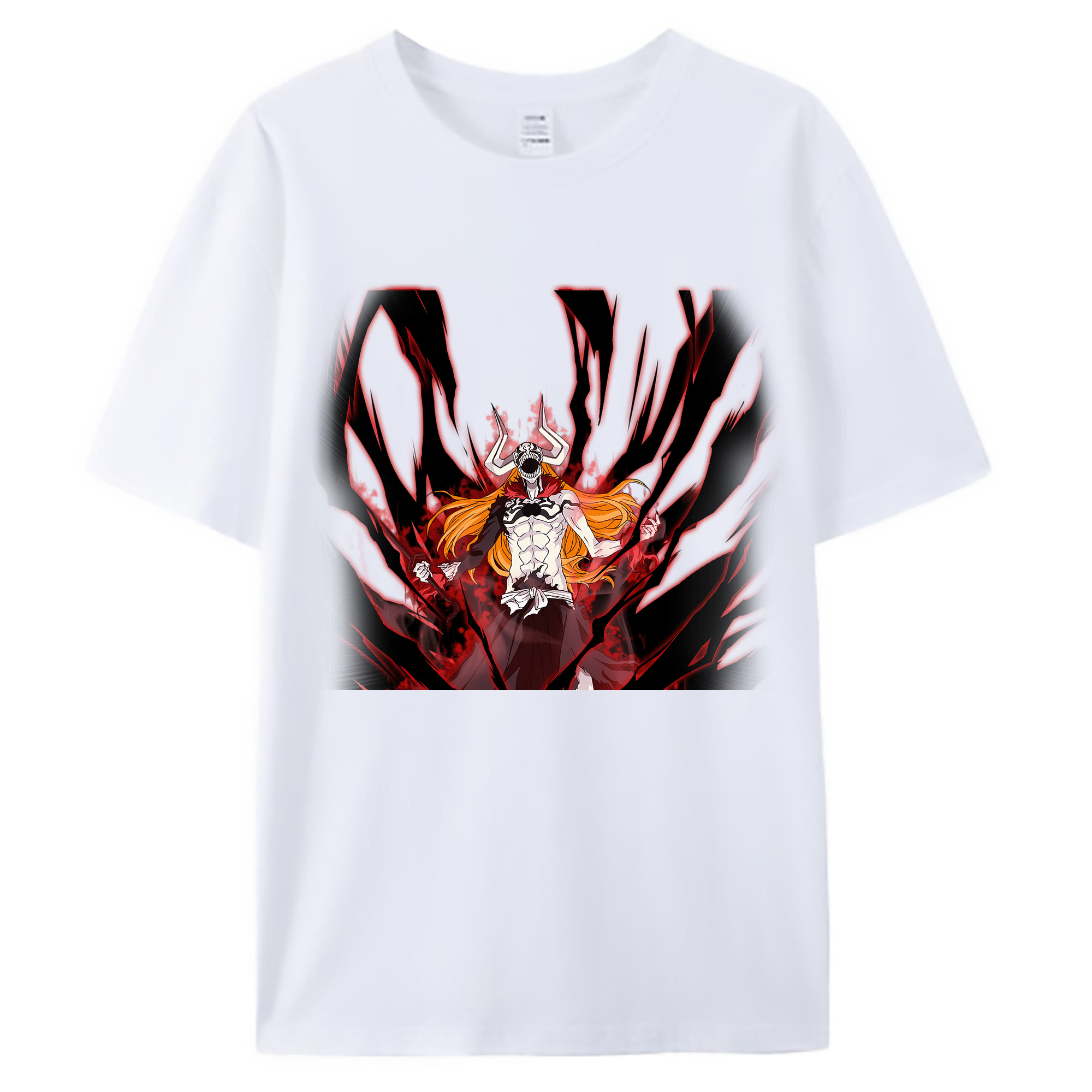 （画像用） ブリーチ 黒崎一護（くろさき いちご）BLEACH Kurosaki Ichigo 綿100％ メンズ半袖Tシャツ｜肌触りやわらか＆通気性