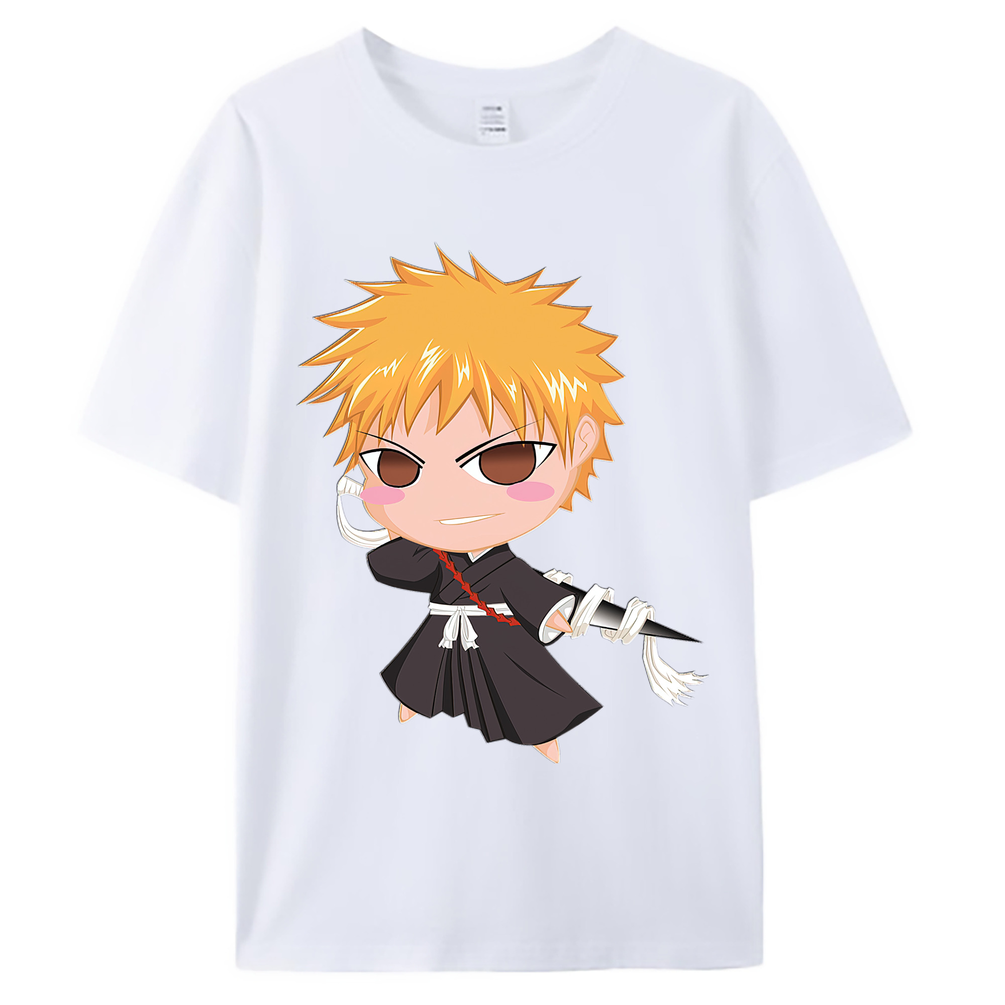 （画像用） ブリーチ 黒崎一護（くろさき いちご）BLEACH Kurosaki Ichigo 綿100％ メンズ半袖Tシャツ｜肌触りやわらか＆通気性