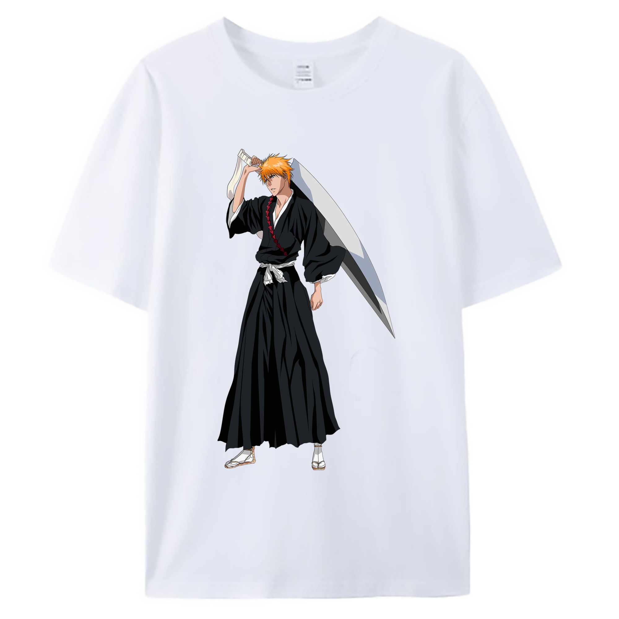（画像用） ブリーチ 黒崎一護（くろさき いちご）BLEACH Kurosaki Ichigo 綿100％ メンズ半袖Tシャツ｜肌触りやわらか＆通気性