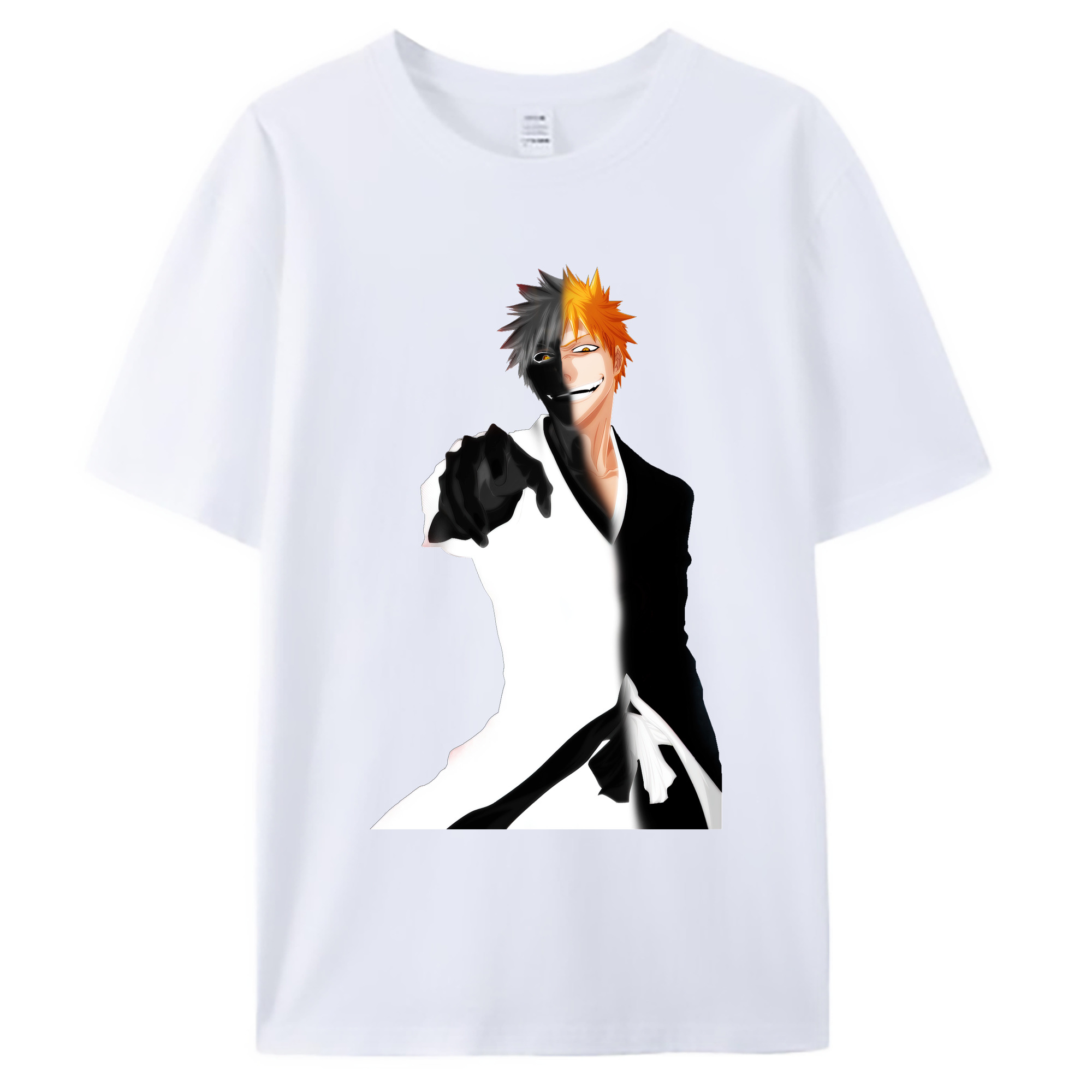 （画像用） ブリーチ 黒崎一護（くろさき いちご）BLEACH Kurosaki Ichigo 綿100％ メンズ半袖Tシャツ｜肌触りやわらか＆通気性