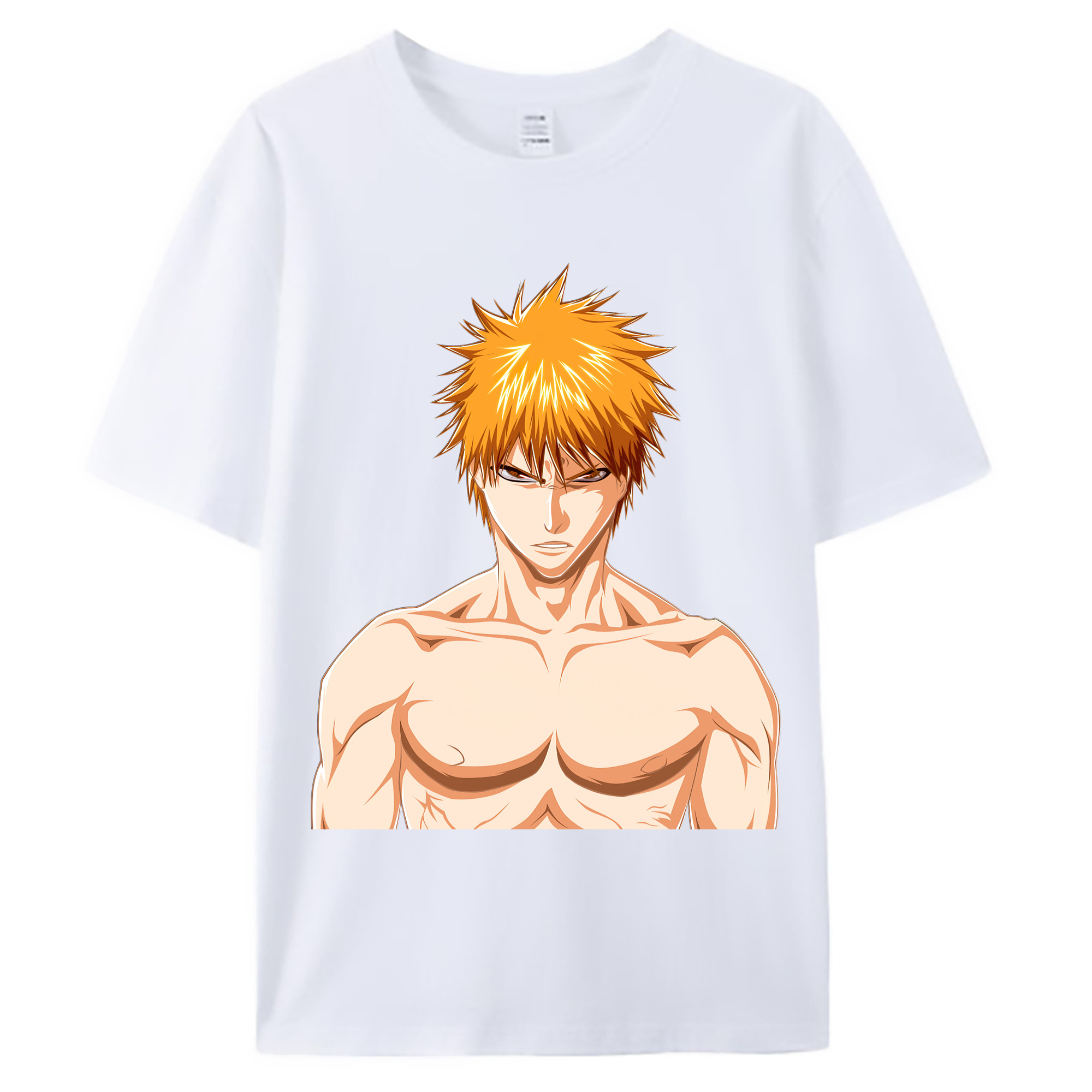 （画像用） ブリーチ 黒崎一護（くろさき いちご）BLEACH Kurosaki Ichigo 綿100％ メンズ半袖Tシャツ｜肌触りやわらか＆通気性
