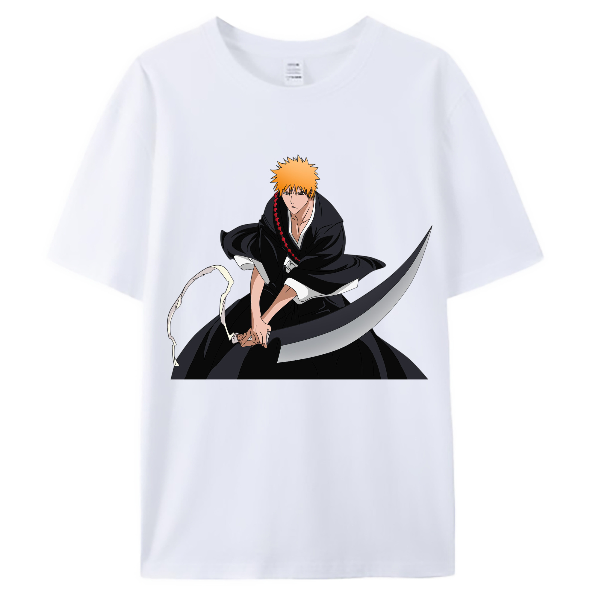（画像用） ブリーチ 黒崎一護（くろさき いちご）BLEACH Kurosaki Ichigo 綿100％ メンズ半袖Tシャツ｜肌触りやわらか＆通気性
