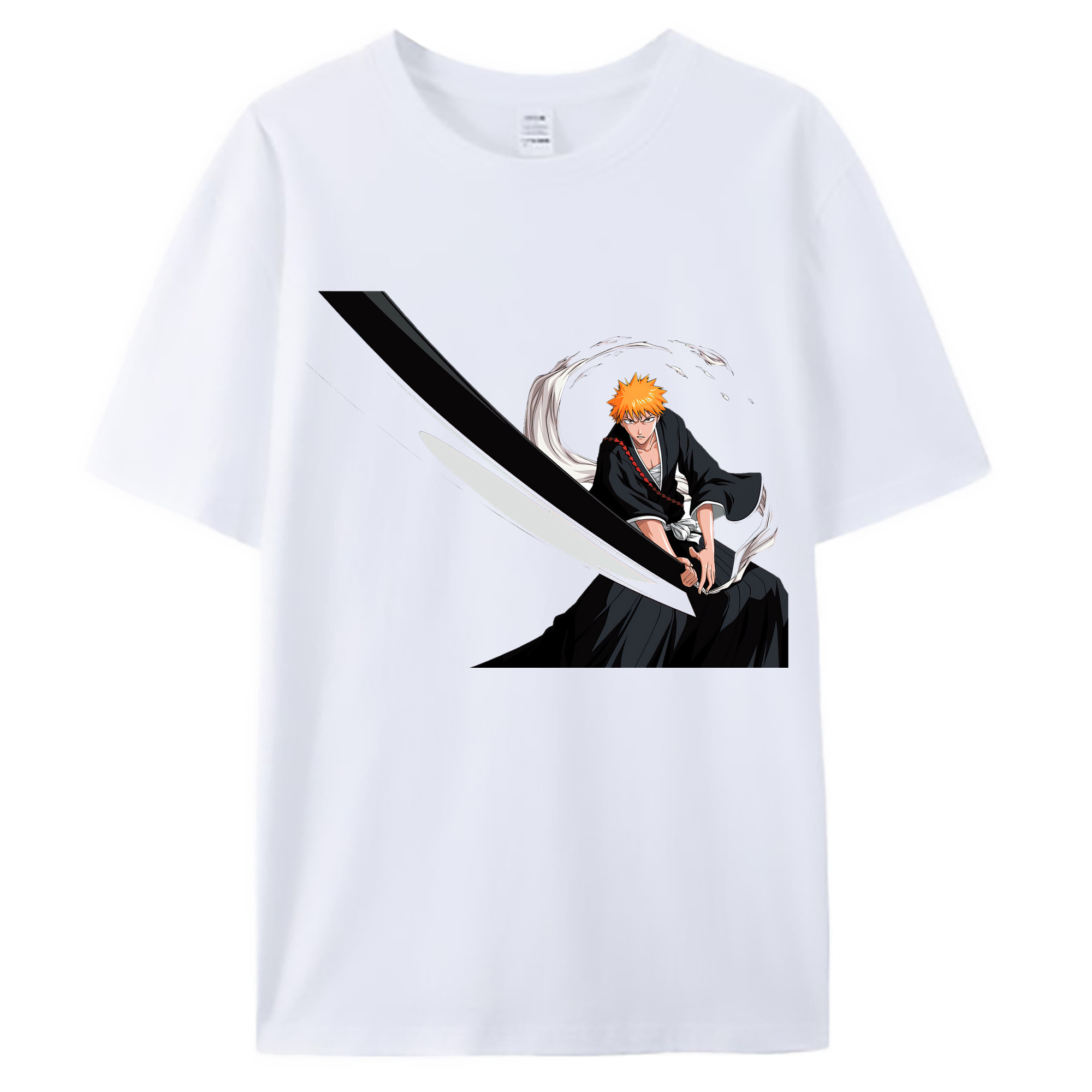 （画像用） ブリーチ 黒崎一護（くろさき いちご）BLEACH Kurosaki Ichigo 綿100％ メンズ半袖Tシャツ｜肌触りやわらか＆通気性