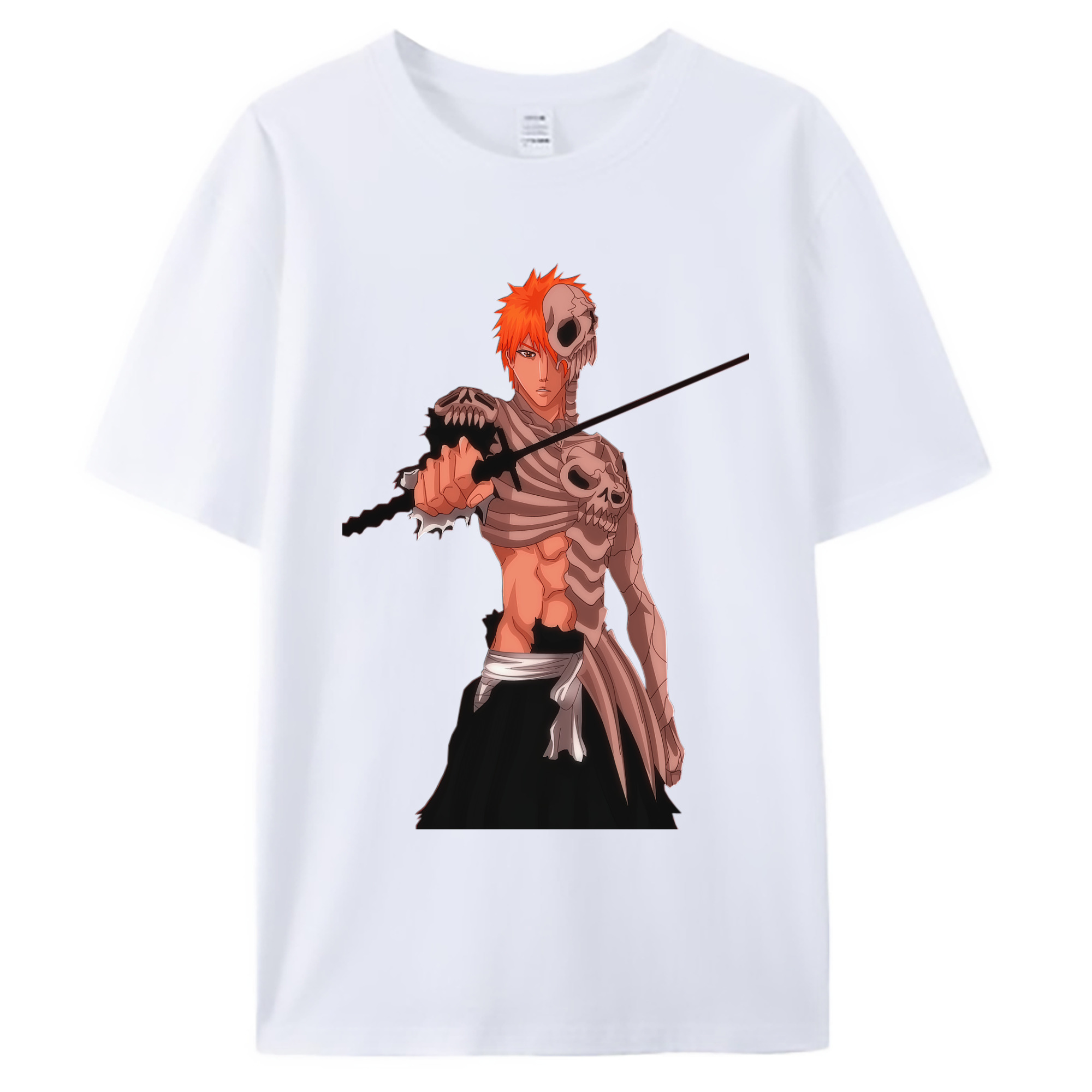 （画像用） ブリーチ 黒崎一護（くろさき いちご）BLEACH Kurosaki Ichigo 綿100％ メンズ半袖Tシャツ｜肌触りやわらか＆通気性