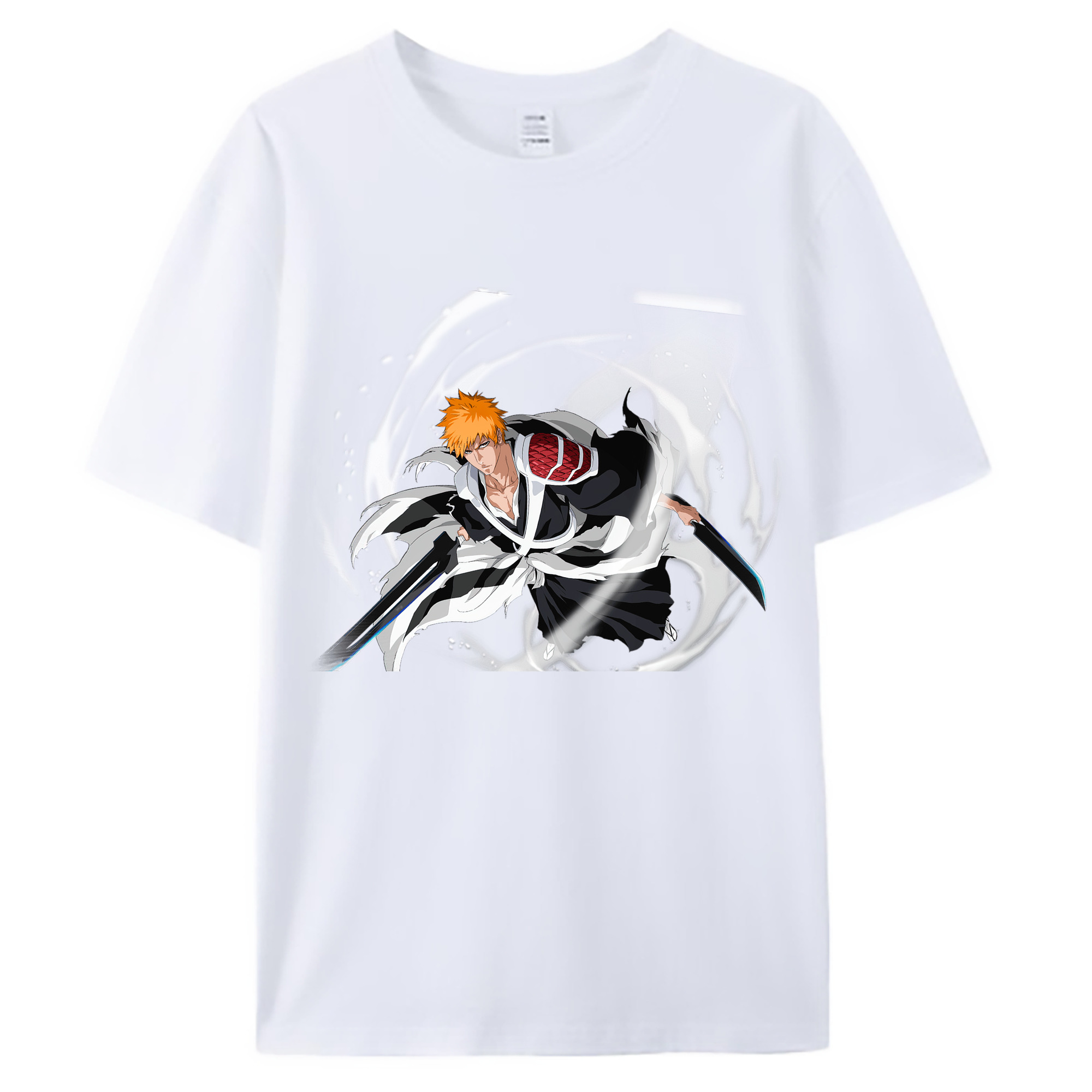 （画像用） ブリーチ 黒崎一護（くろさき いちご）BLEACH Kurosaki Ichigo 綿100％ メンズ半袖Tシャツ｜肌触りやわらか＆通気性