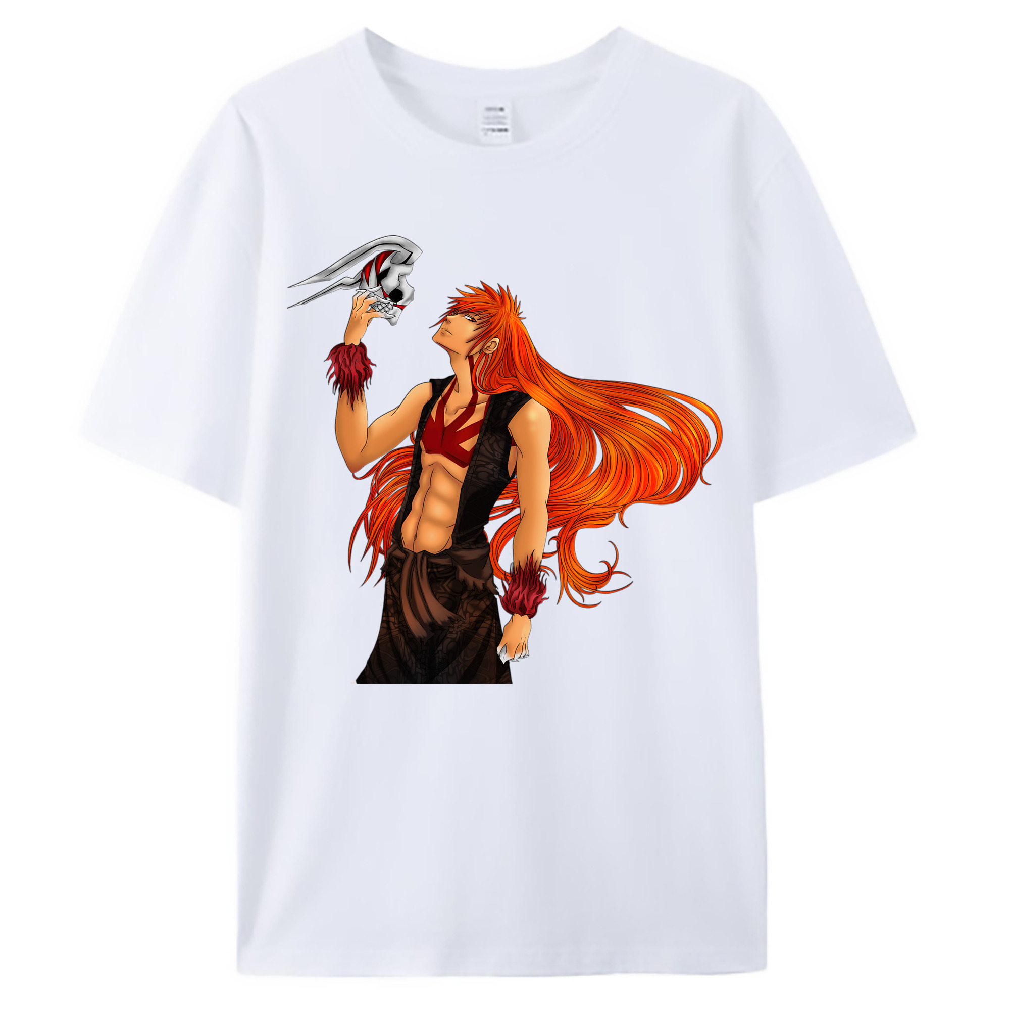 （画像用） ブリーチ 黒崎一護（くろさき いちご）BLEACH Kurosaki Ichigo 綿100％ メンズ半袖Tシャツ｜肌触りやわらか＆通気性