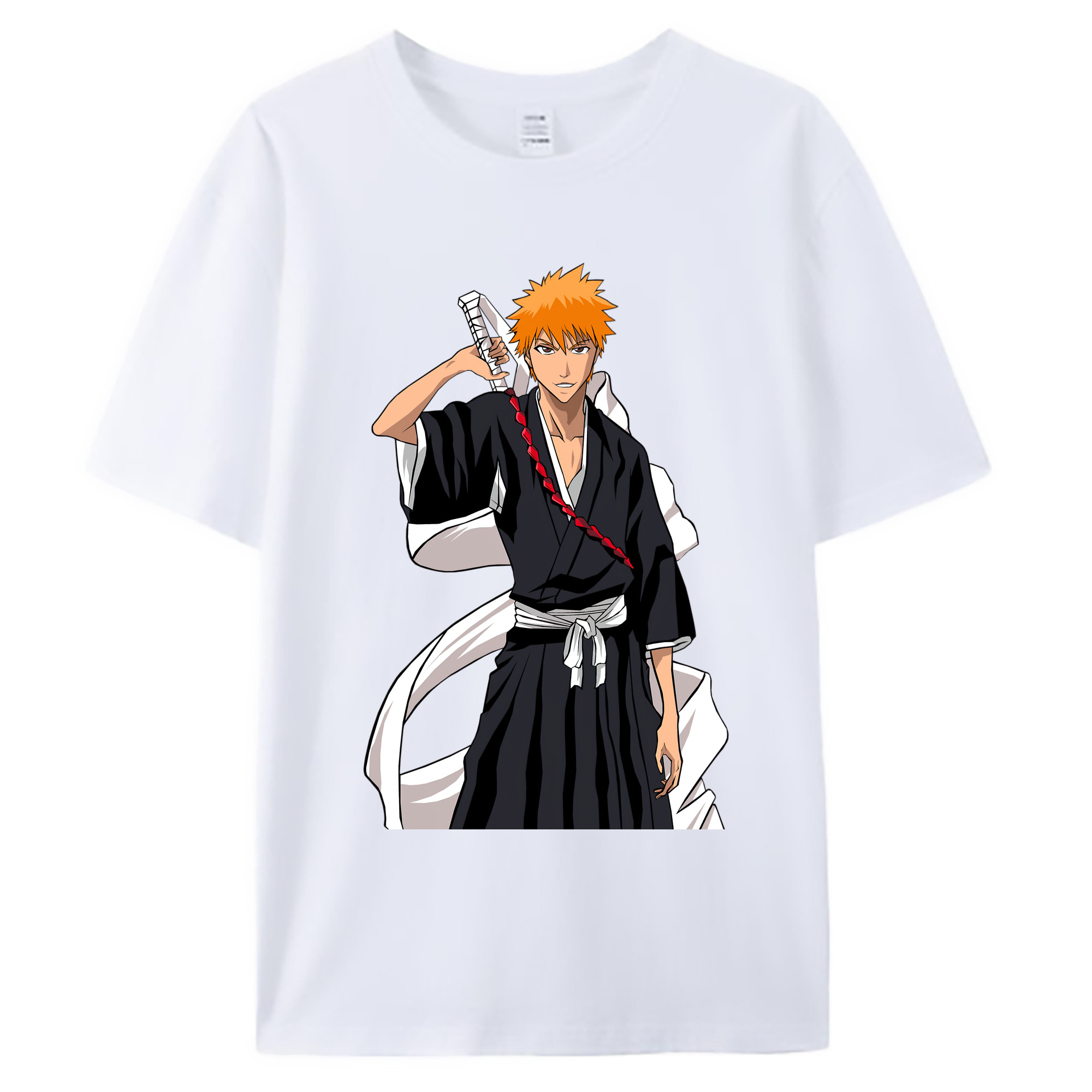 （画像用） ブリーチ 黒崎一護（くろさき いちご）BLEACH Kurosaki Ichigo 綿100％ メンズ半袖Tシャツ｜肌触りやわらか＆通気性