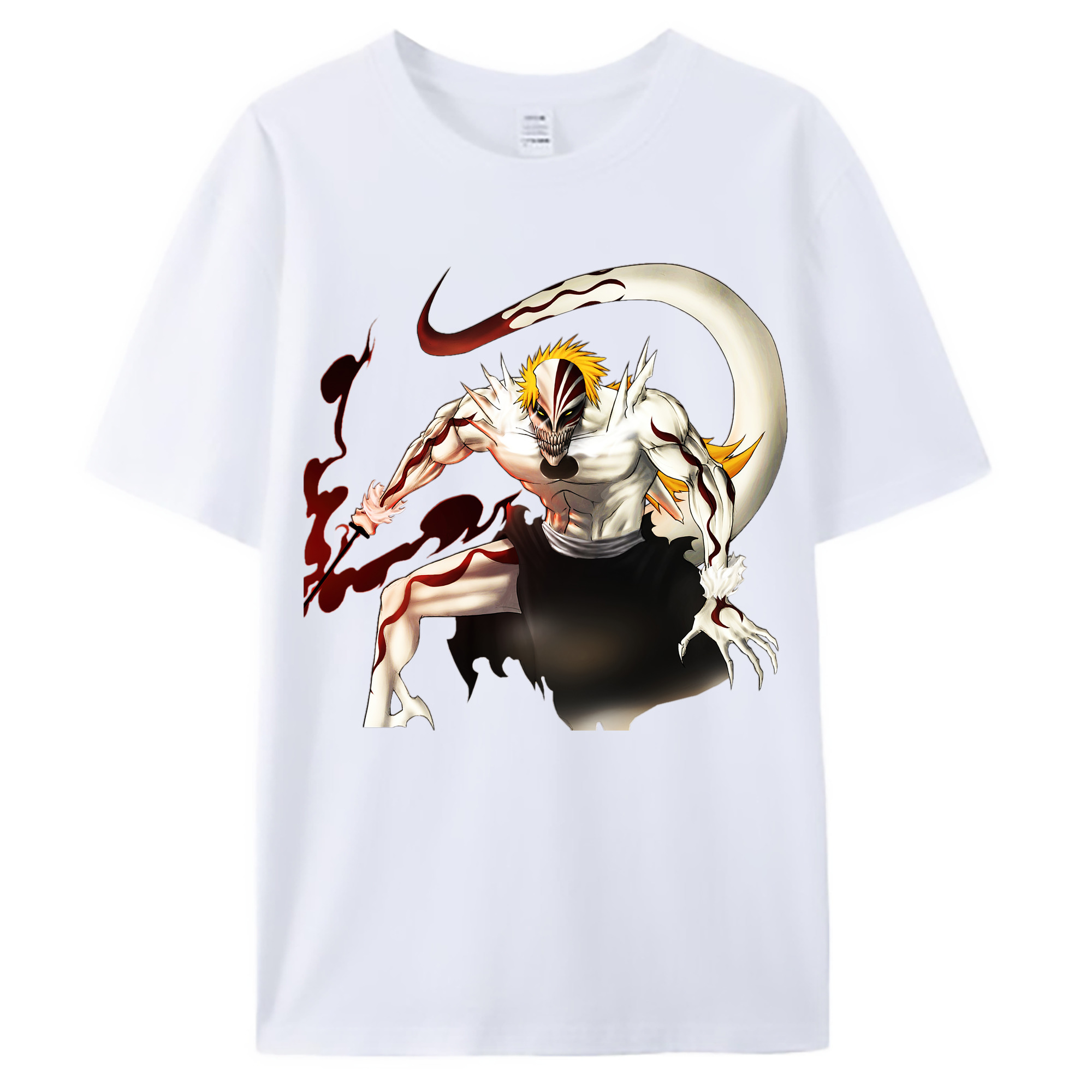（画像用） ブリーチ 黒崎一護（くろさき いちご）BLEACH Kurosaki Ichigo 綿100％ メンズ半袖Tシャツ｜肌触りやわらか＆通気性