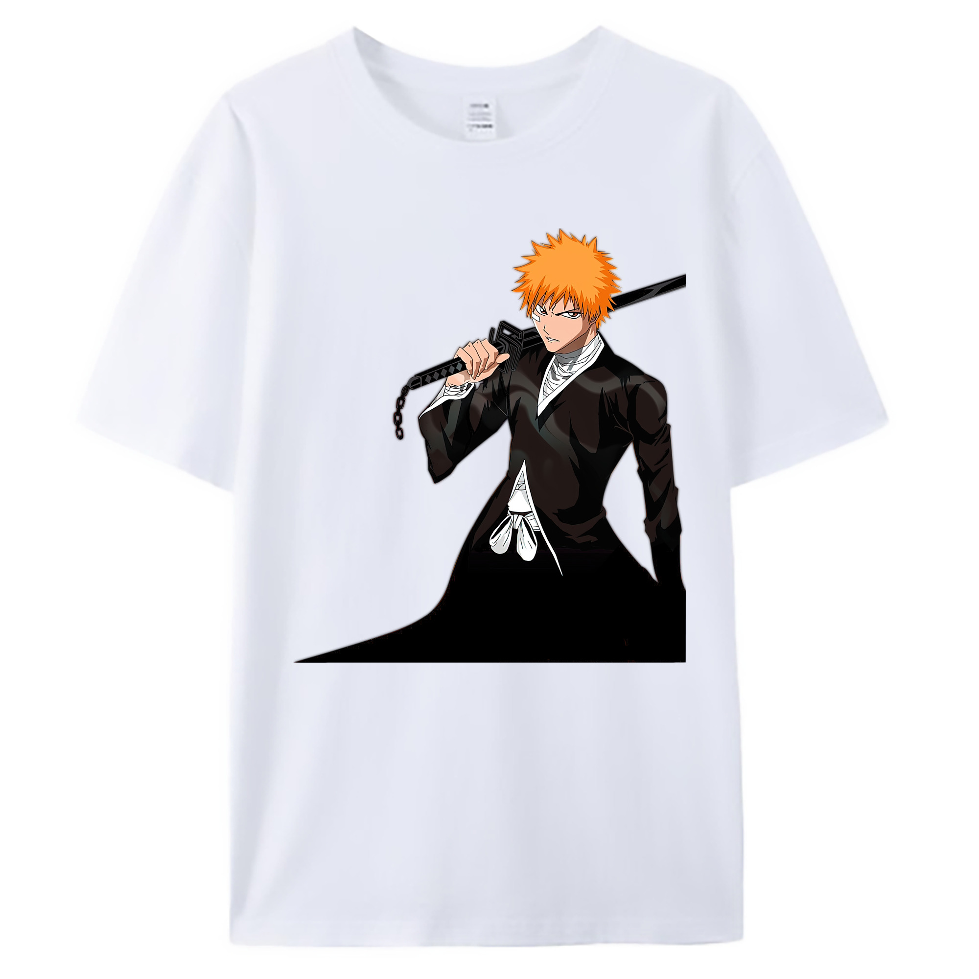 （画像用） ブリーチ 黒崎一護（くろさき いちご）BLEACH Kurosaki Ichigo 綿100％ メンズ半袖Tシャツ｜肌触りやわらか＆通気性