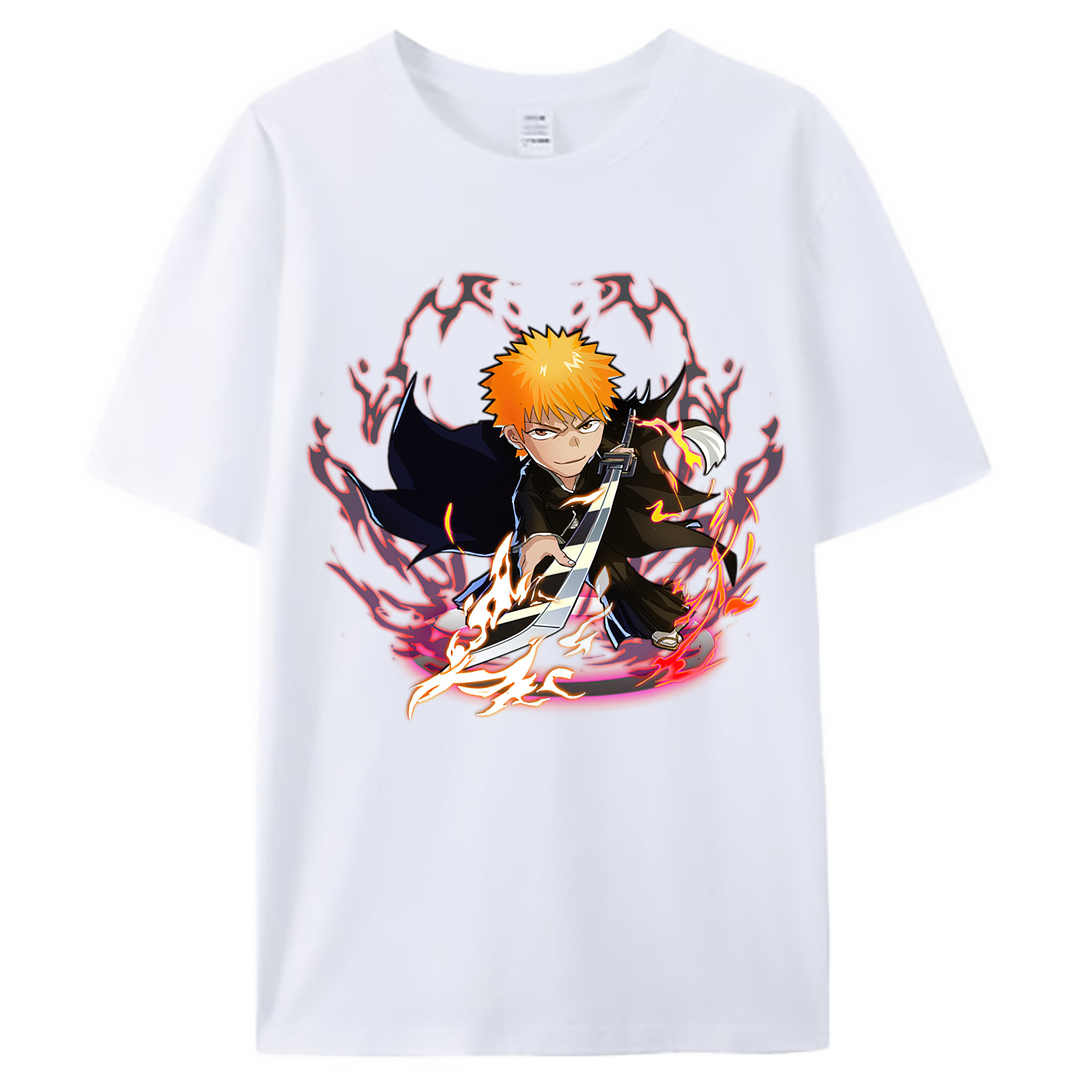 （画像用） ブリーチ 黒崎一護（くろさき いちご）BLEACH Kurosaki Ichigo 綿100％ メンズ半袖Tシャツ｜肌触りやわらか＆通気性