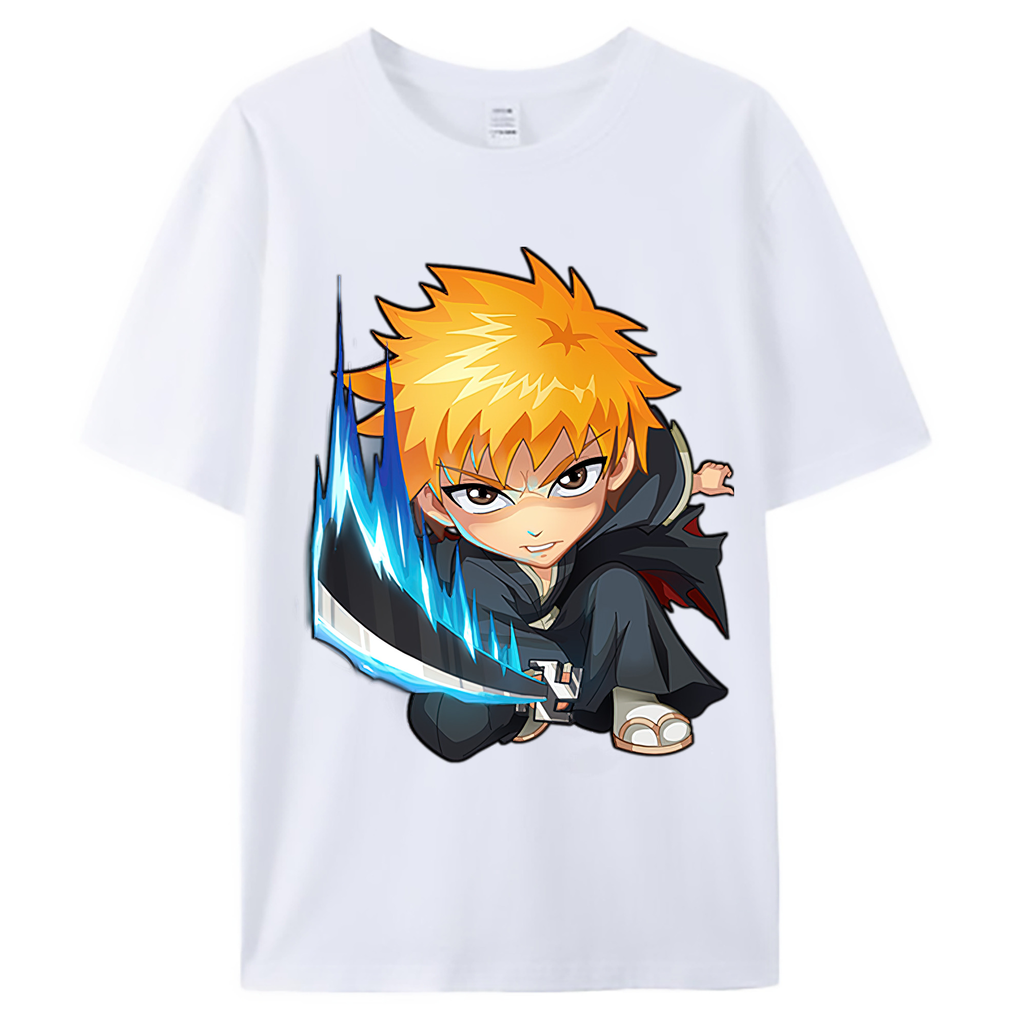 （画像用） ブリーチ 黒崎一護（くろさき いちご）BLEACH Kurosaki Ichigo 綿100％ メンズ半袖Tシャツ｜肌触りやわらか＆通気性