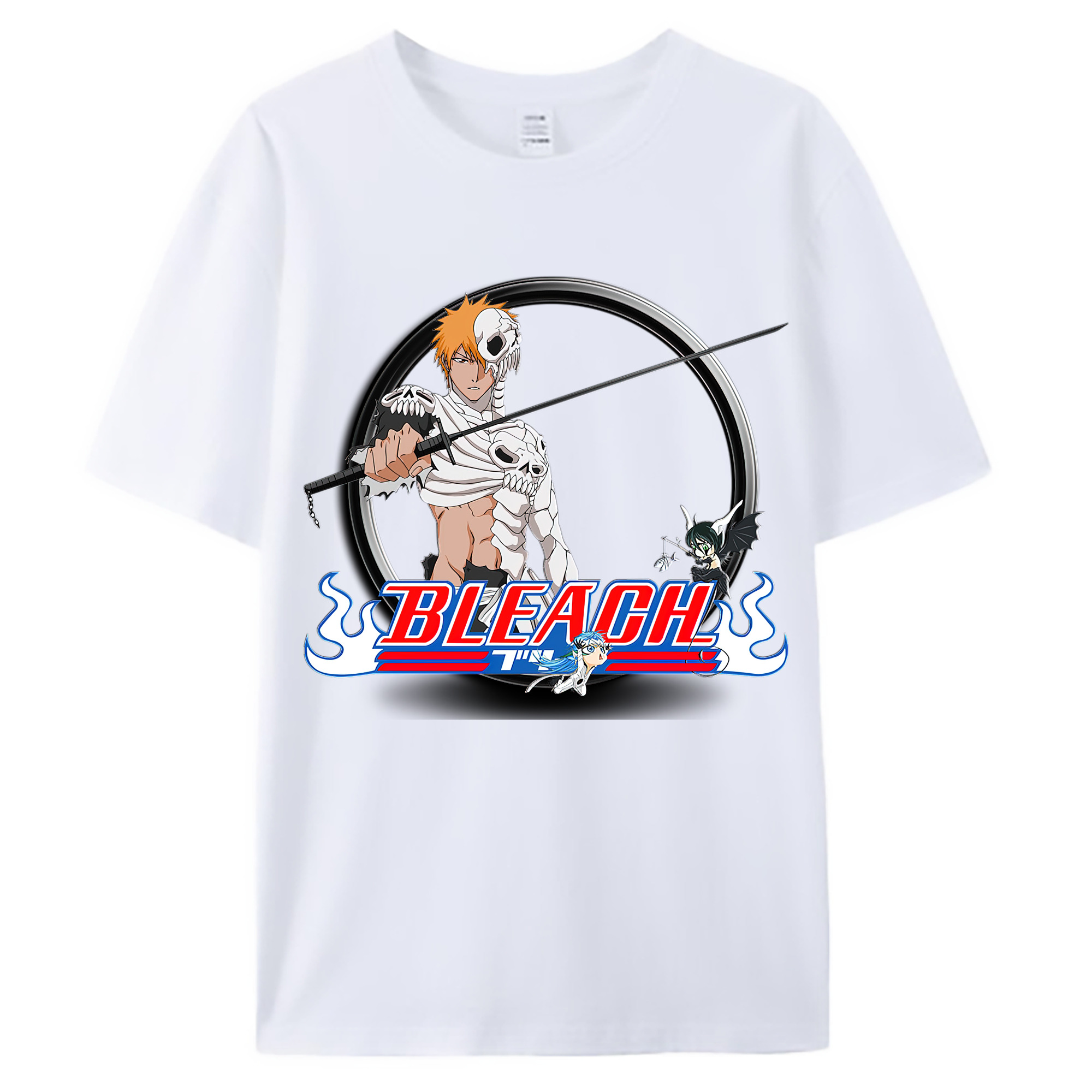 （画像用） ブリーチ 黒崎一護（くろさき いちご）BLEACH Kurosaki Ichigo 綿100％ メンズ半袖Tシャツ｜肌触りやわらか＆通気性