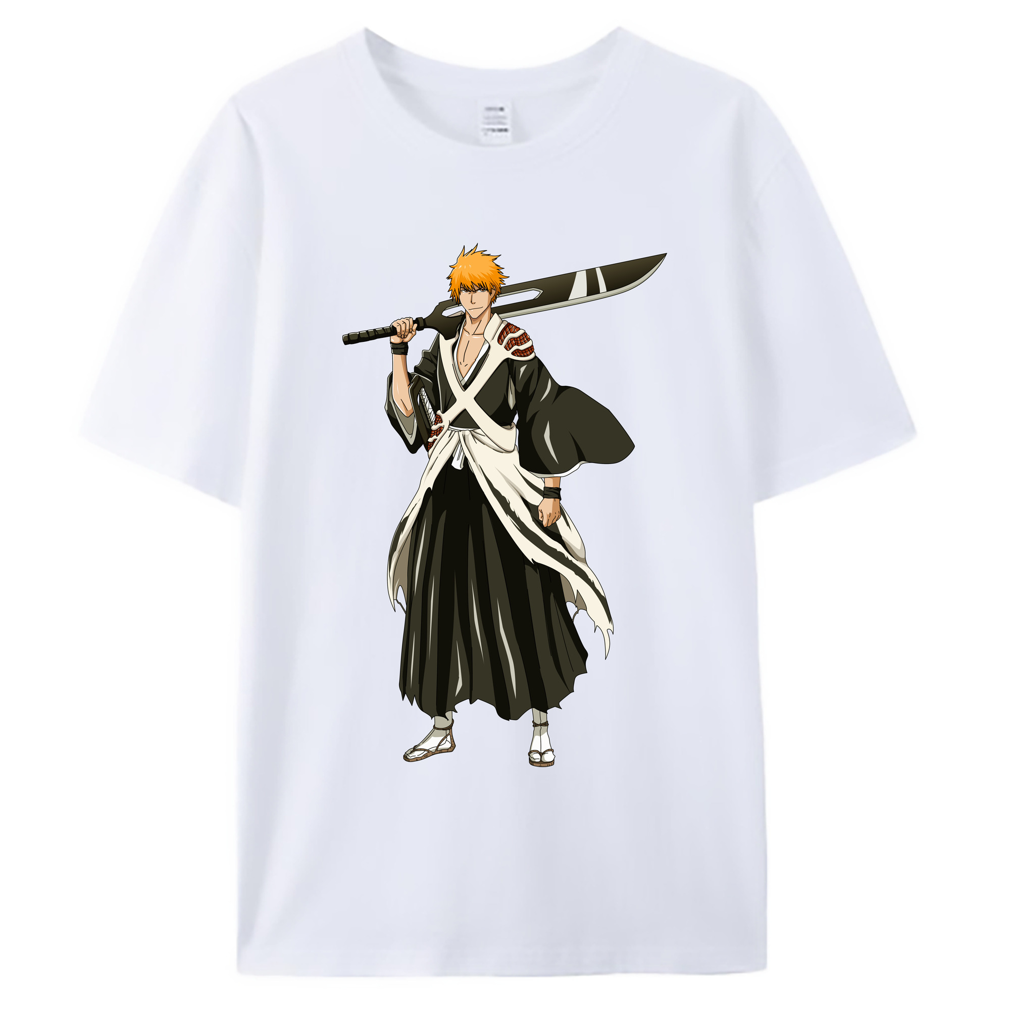 （画像用） ブリーチ 黒崎一護（くろさき いちご）BLEACH Kurosaki Ichigo 綿100％ メンズ半袖Tシャツ｜肌触りやわらか＆通気性
