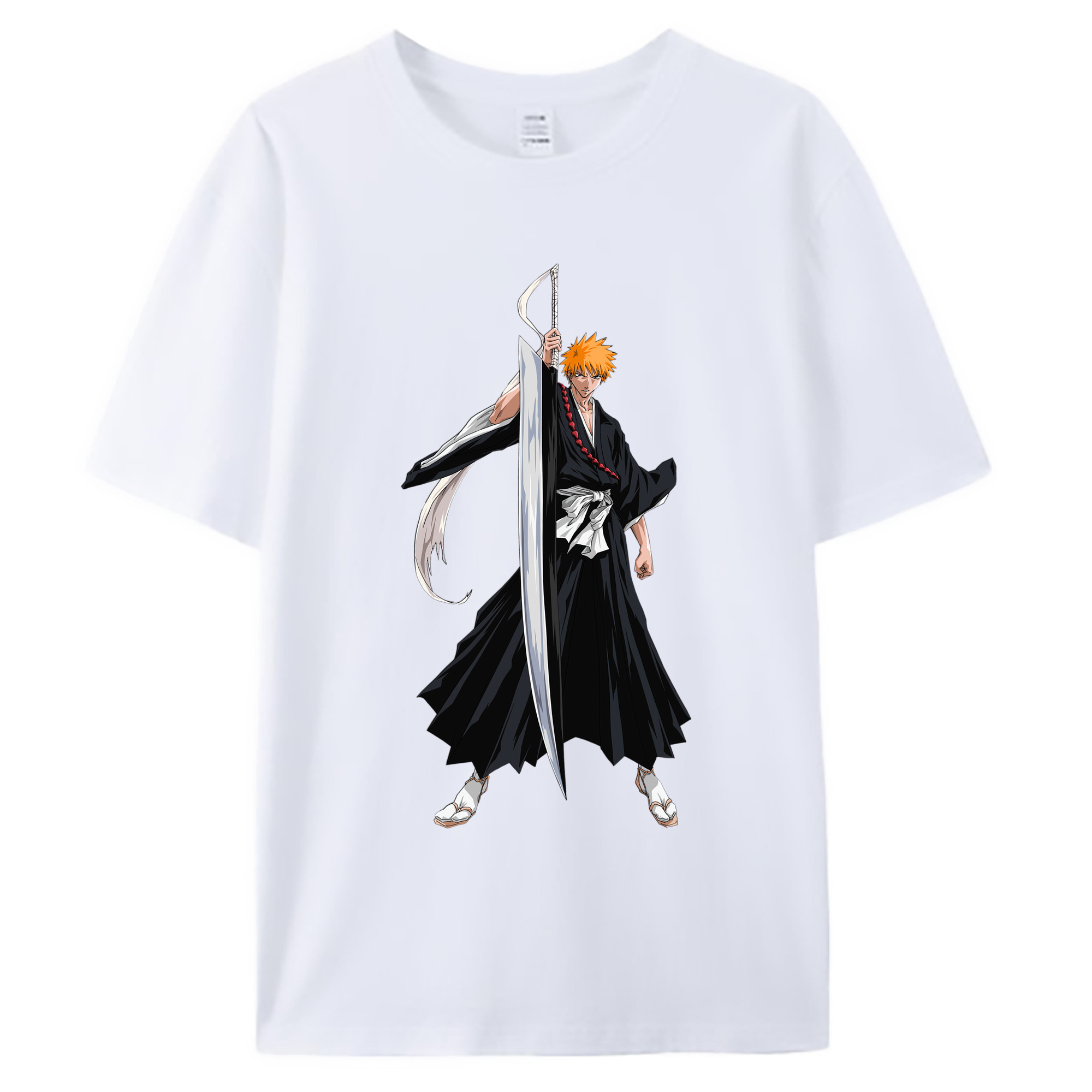 （画像用） ブリーチ 黒崎一護（くろさき いちご）BLEACH Kurosaki Ichigo 綿100％ メンズ半袖Tシャツ｜肌触りやわらか＆通気性
