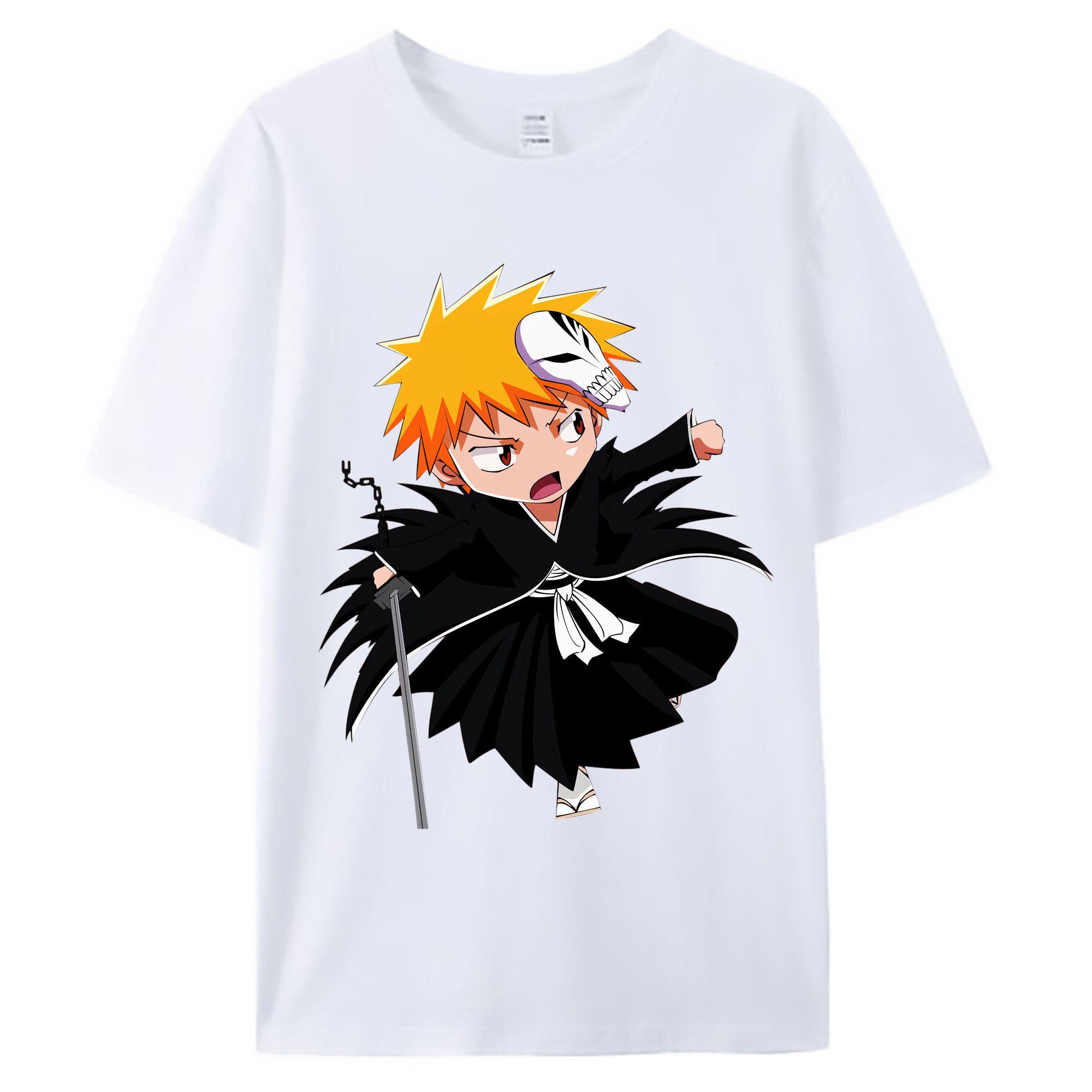 （画像用） ブリーチ 黒崎一護（くろさき いちご）BLEACH Kurosaki Ichigo 綿100％ メンズ半袖Tシャツ｜肌触りやわらか＆通気性