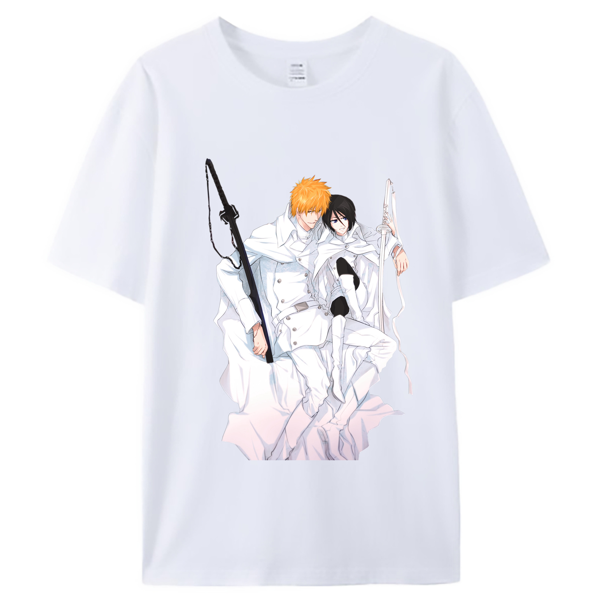 （画像用） ブリーチ 黒崎一護（くろさき いちご）BLEACH Kurosaki Ichigo 綿100％ メンズ半袖Tシャツ｜肌触りやわらか＆通気性